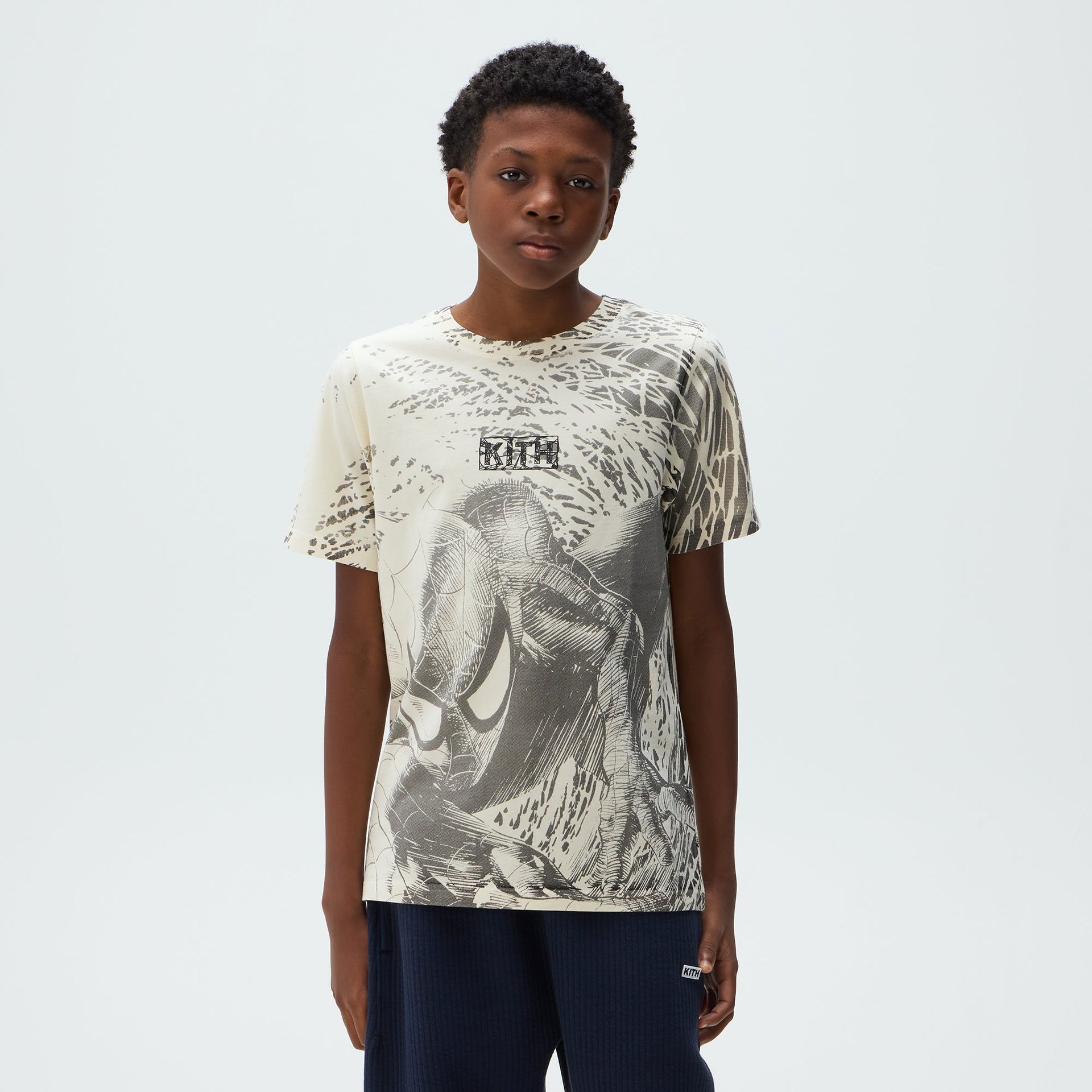Marvel | Kith Kids Spiderman All-Over Printed Vintage Tee - Sandrift