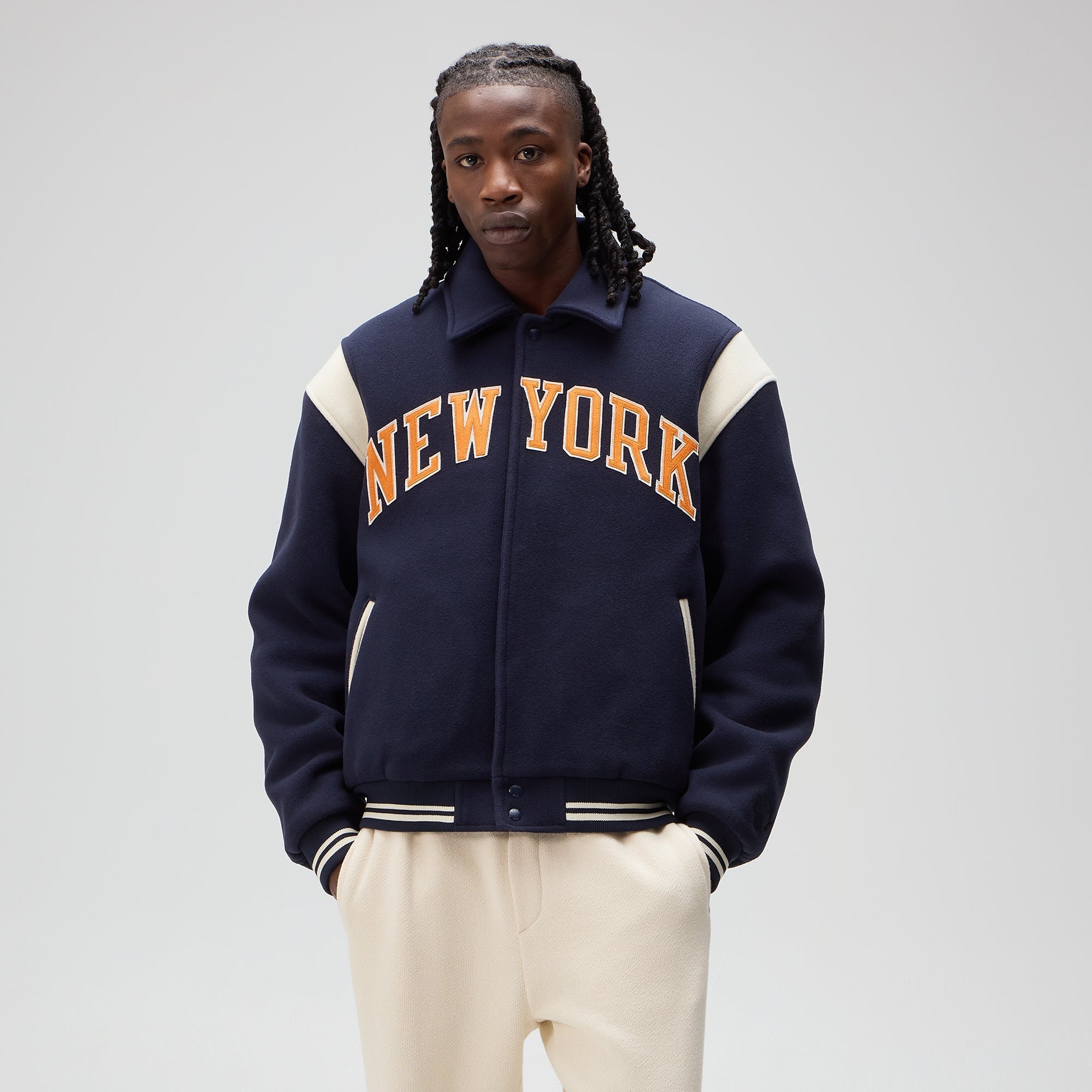 Kith for the New York Knicks Wool Varsity Jacket - Nocturnal – Kith UK