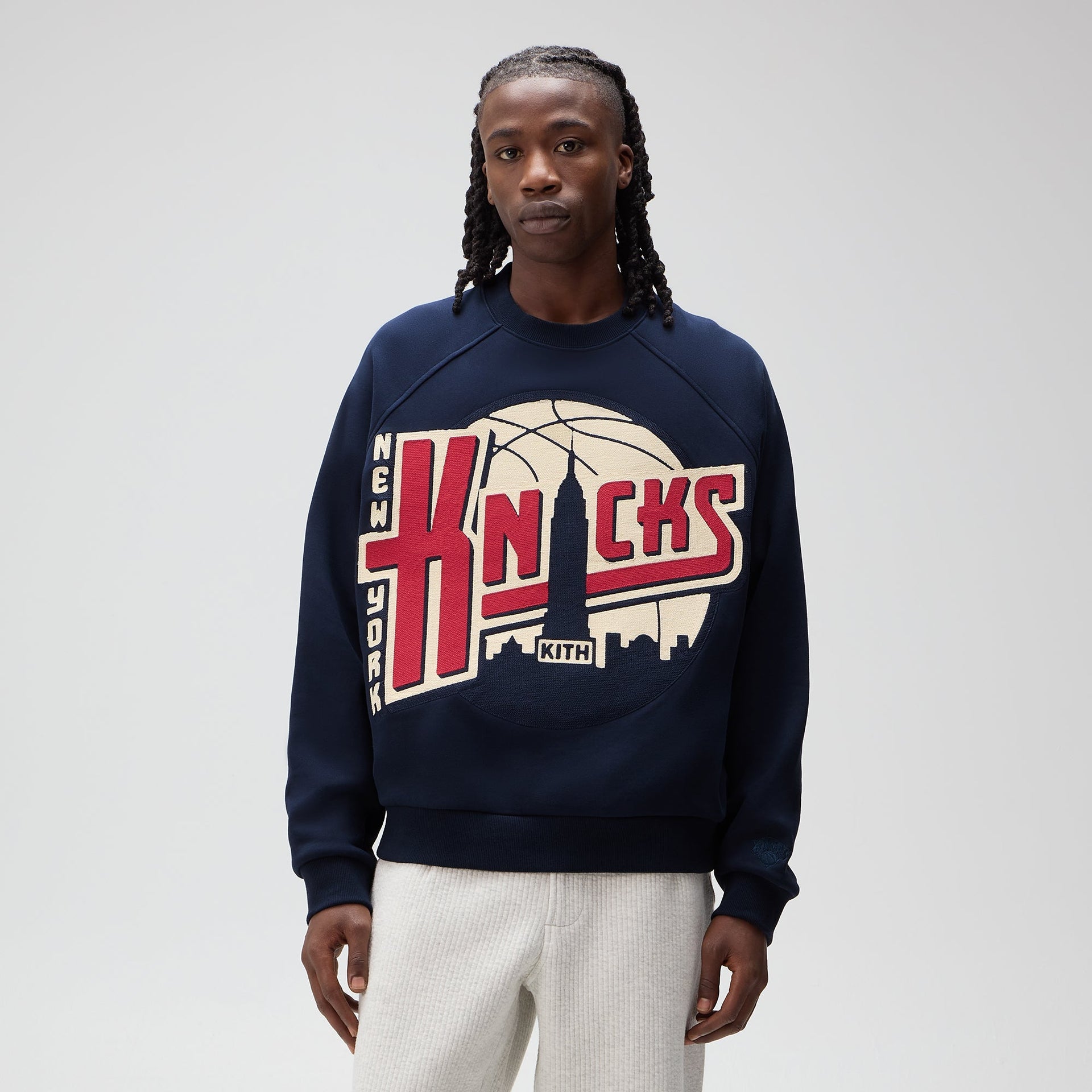Kith for the New York Knicks Basketball Vintage Nelson Raglan Crewneck - Nocturnal