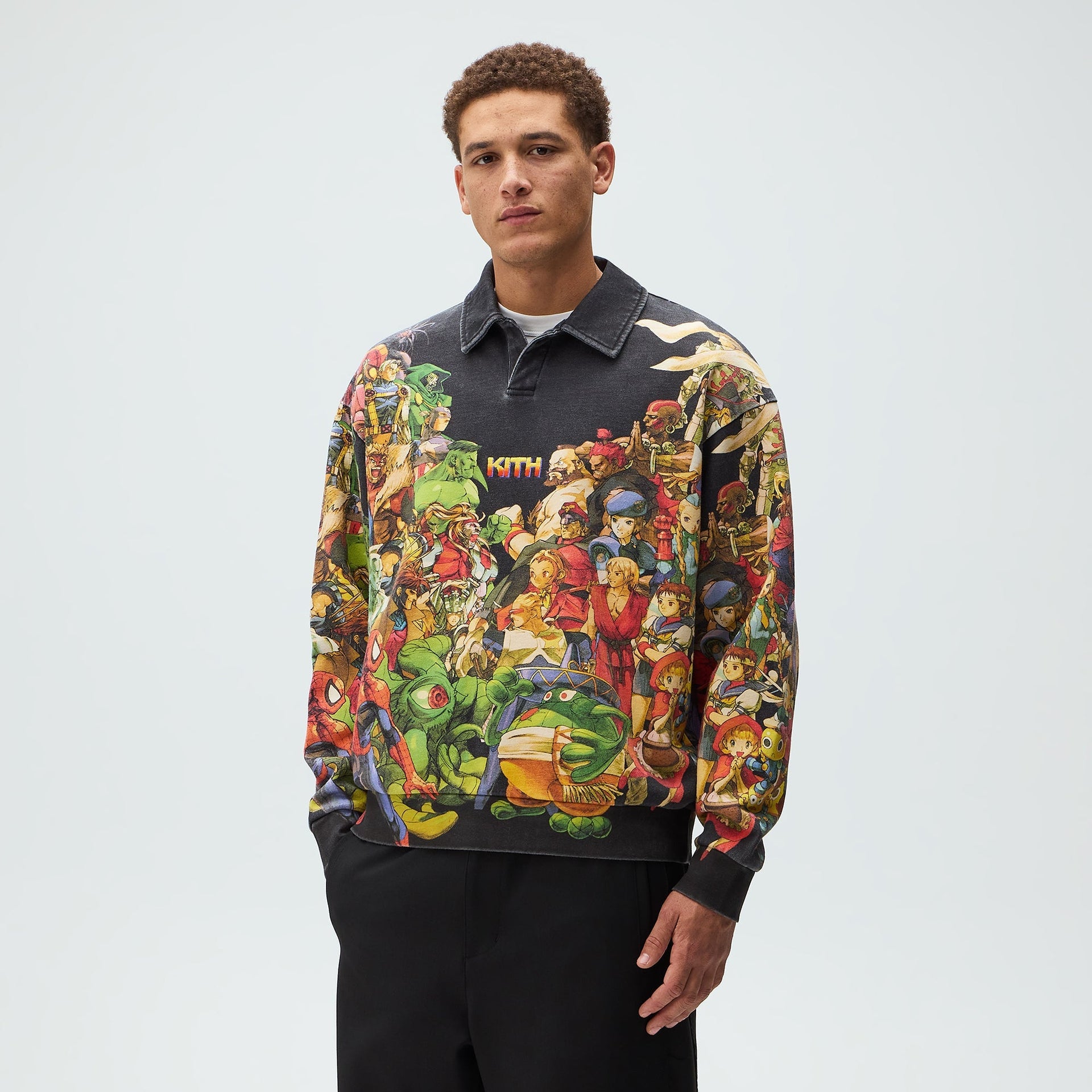 Marvel vs. Capcom | Kith Age of Heroes Nelson Fleece Rugby - Black