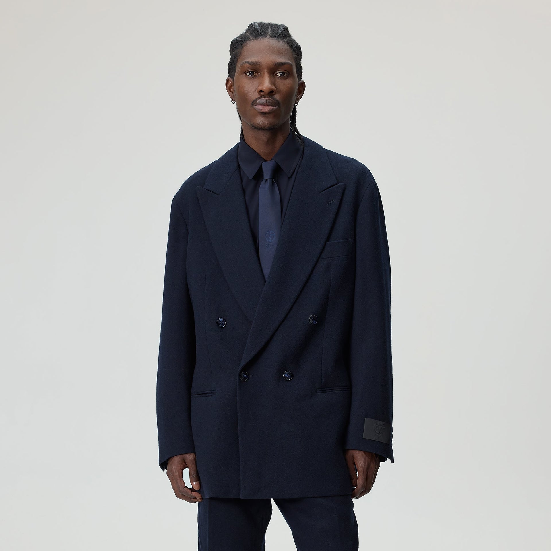 Giorgio Armani & Kith &Kin The Traveler Virgin Wool Double-Breasted Jacket - Ink