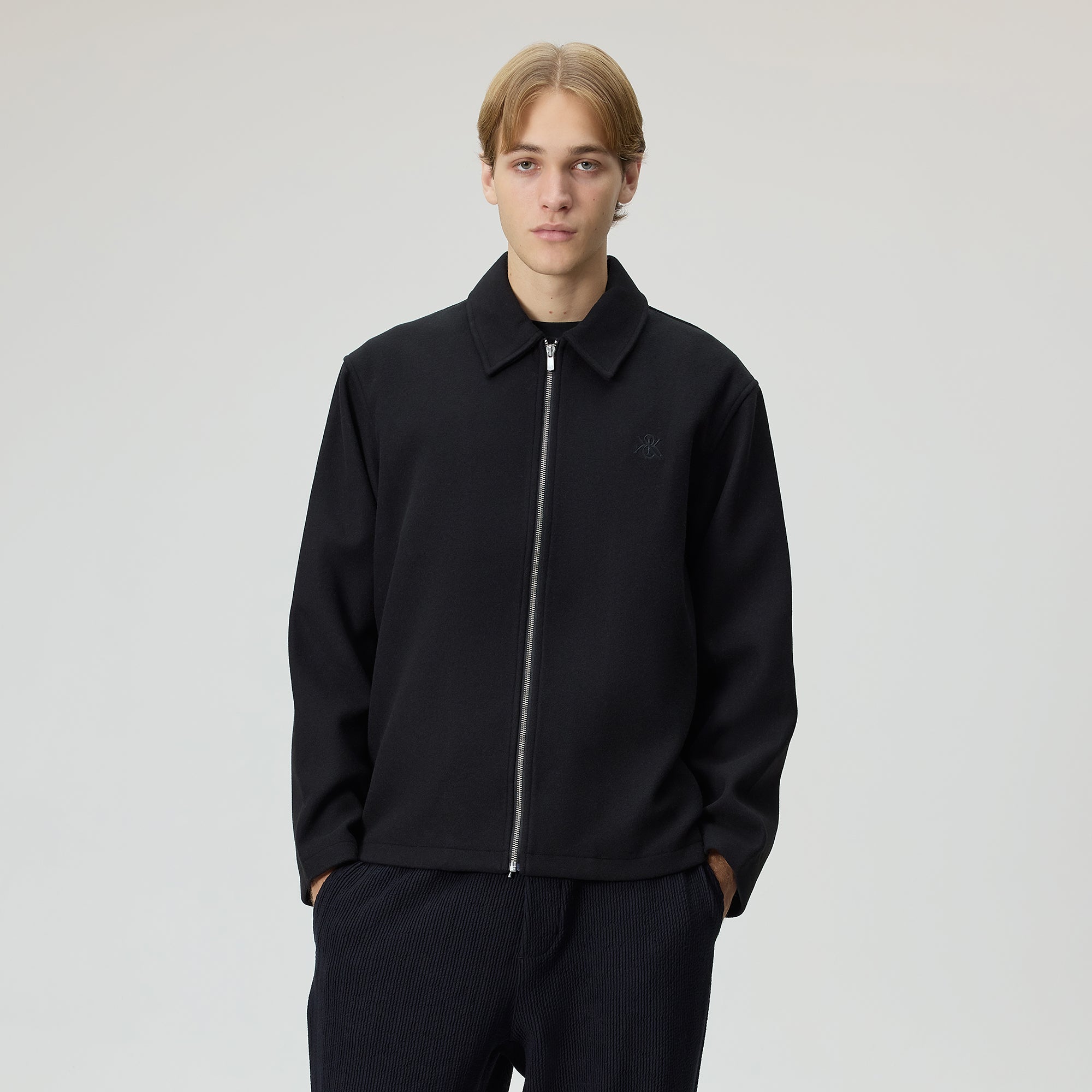 Kith Felted Jersey Lane Coaches Jacket - Black – Kith UK