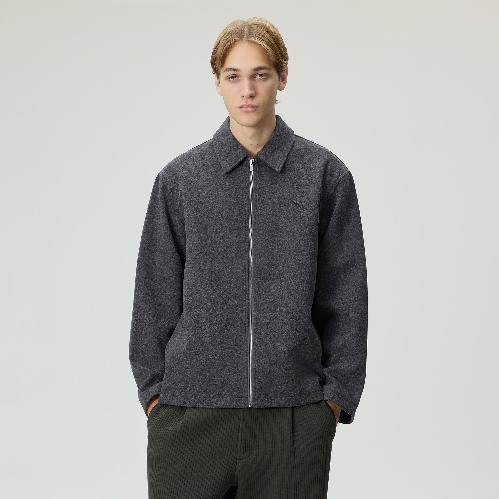 Kith Felted Jersey Lane Coaches Jacket - Heather Charcoal – Kith UK