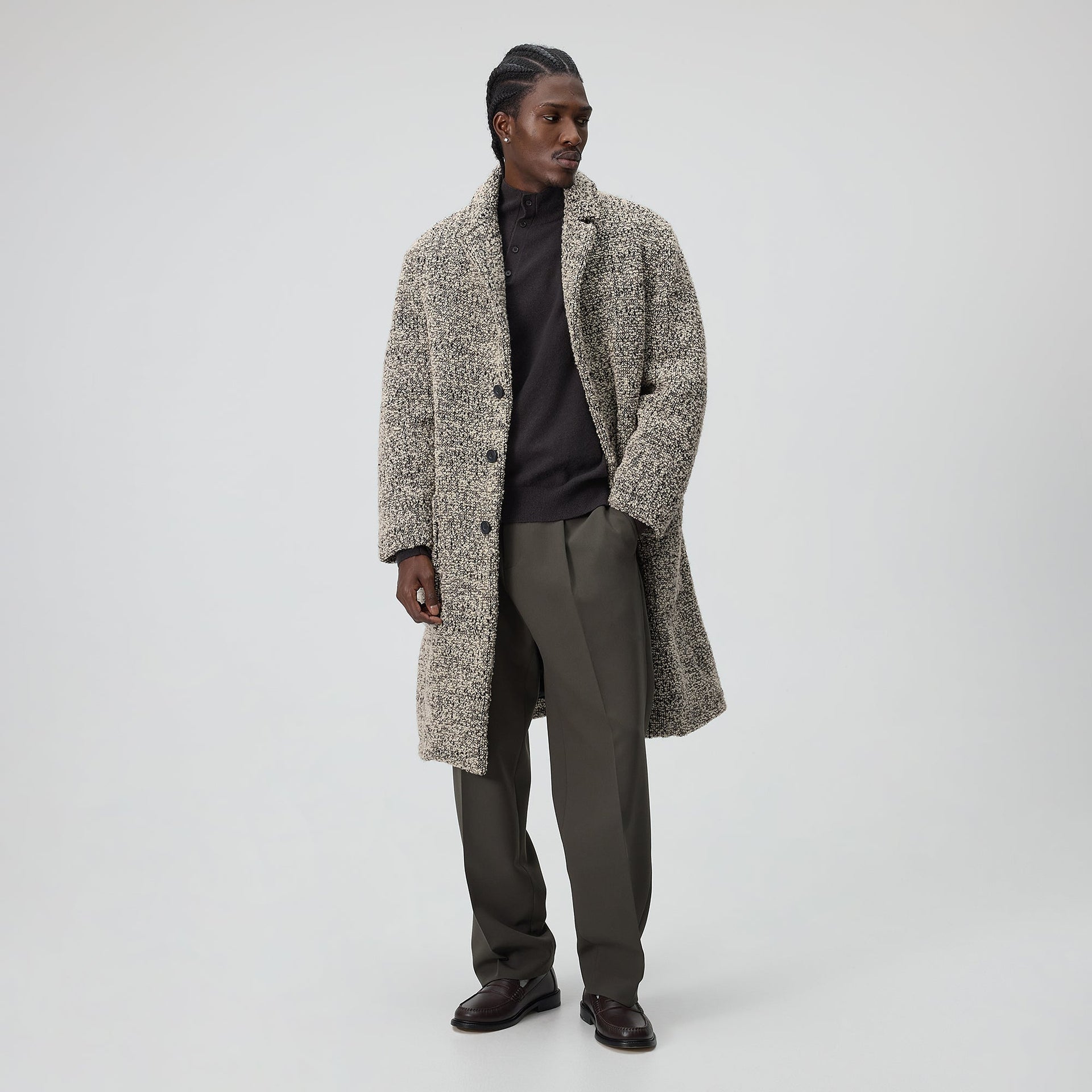 &Kin Plush Boucle Bergen Coat - Hallow