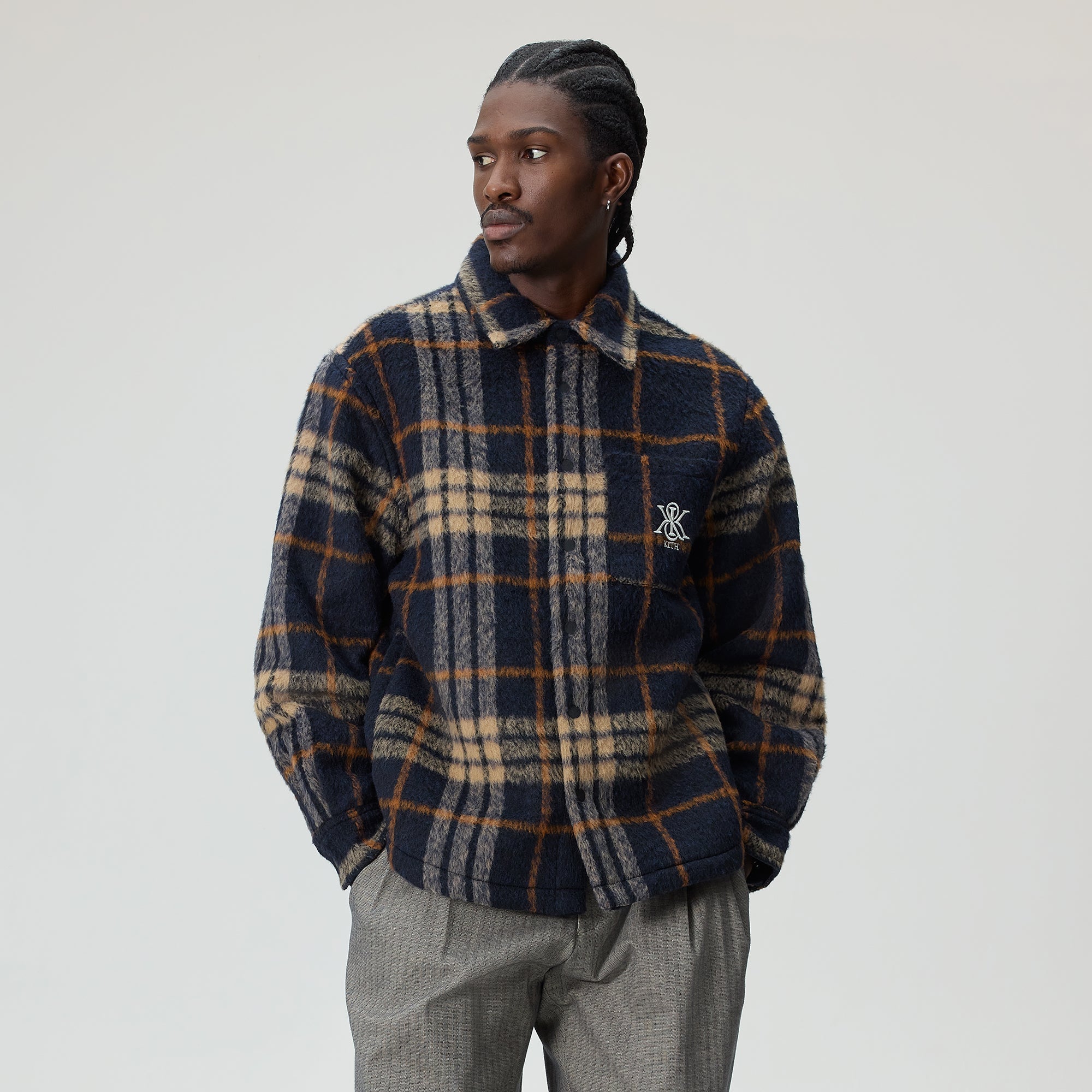 Kith Brushed Plaid Sheridan Shirt Jacket - Nocturnal – Kith UK