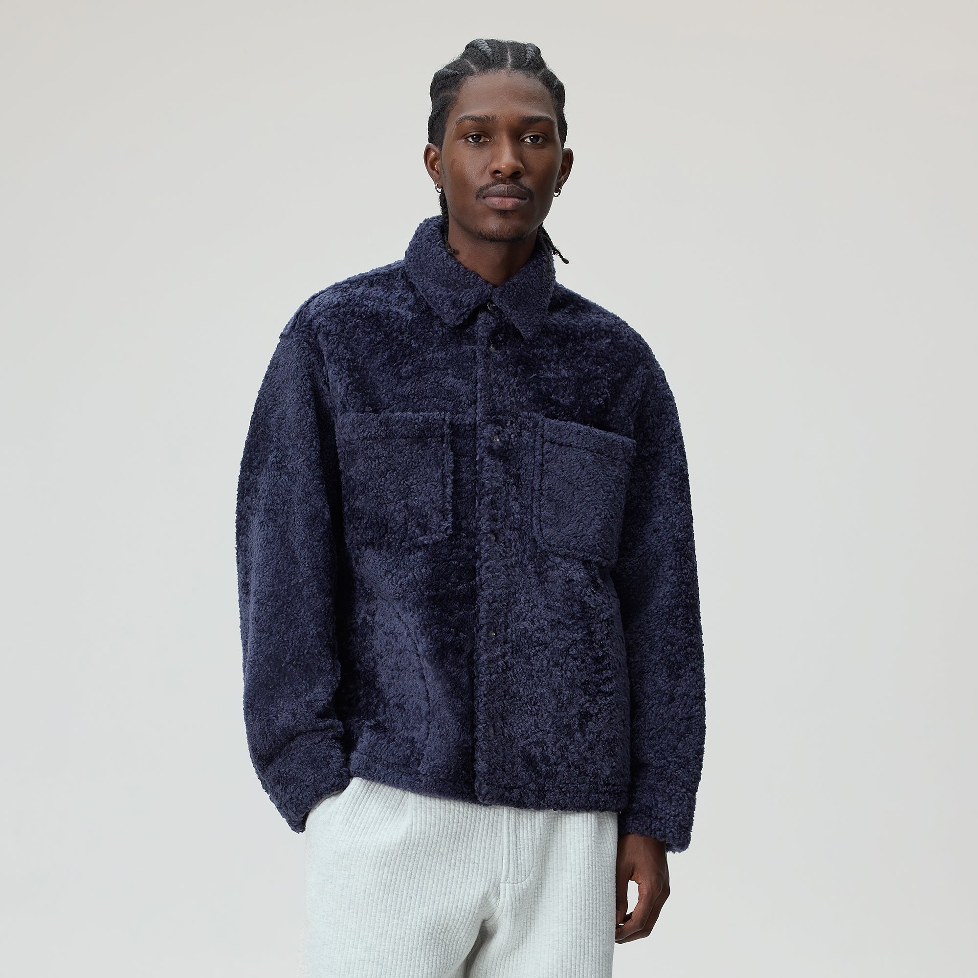 Kith Shearling Ace Shirt Jacket - Ink – Kith UK