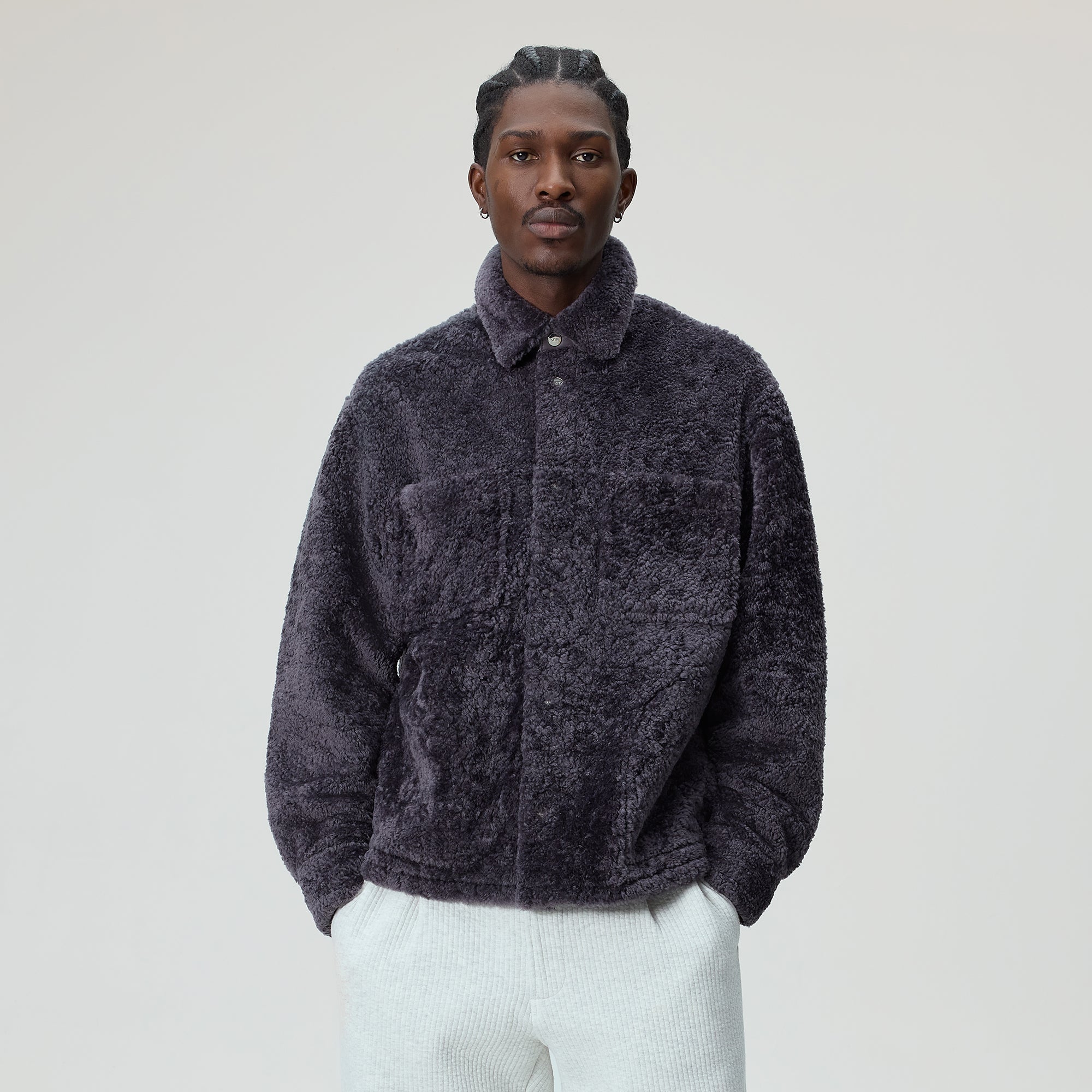 Kith Shearling Ace Shirt Jacket - Thunder – Kith UK