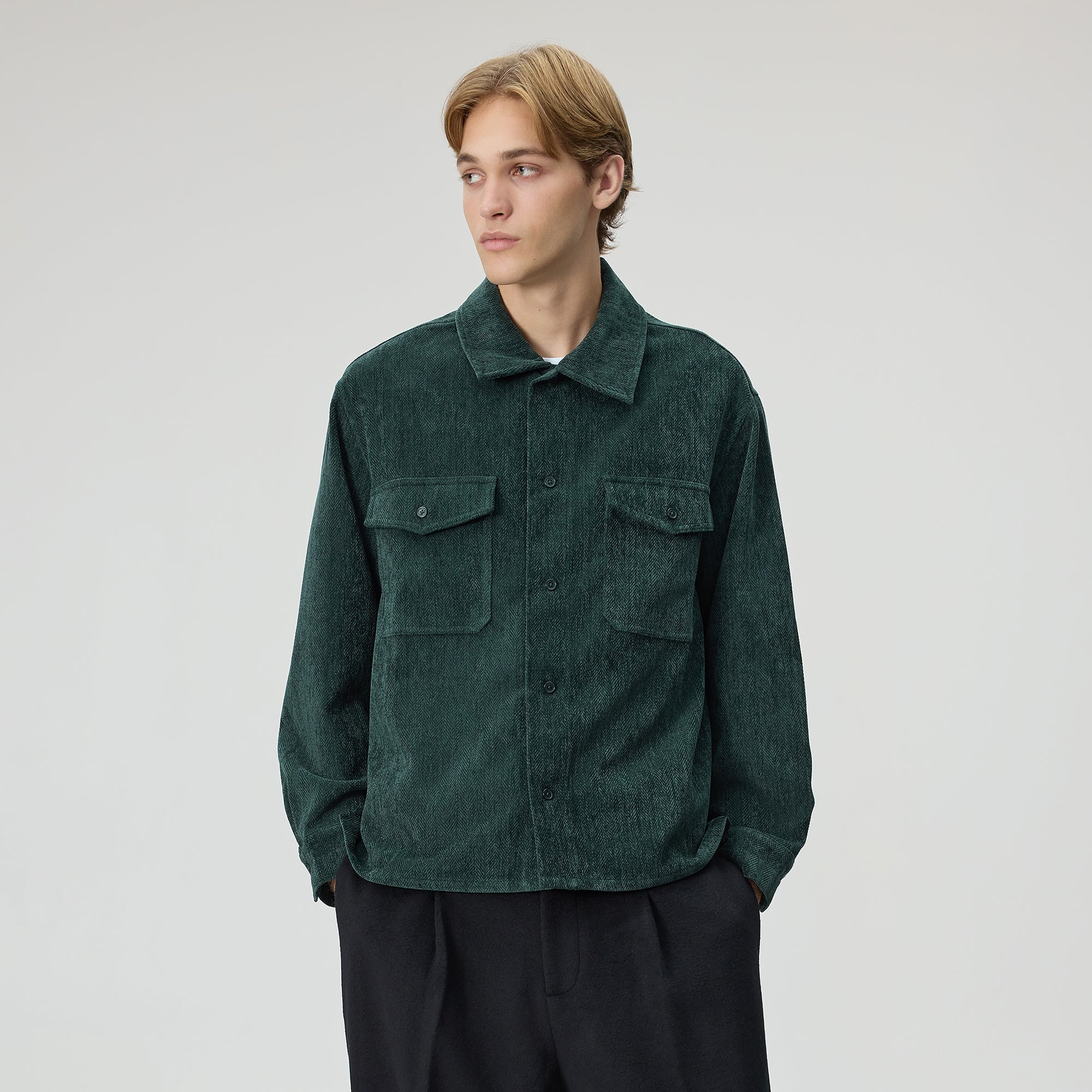 Kith Herringbone Velour Henson Buttondown - Stadium – Kith UK