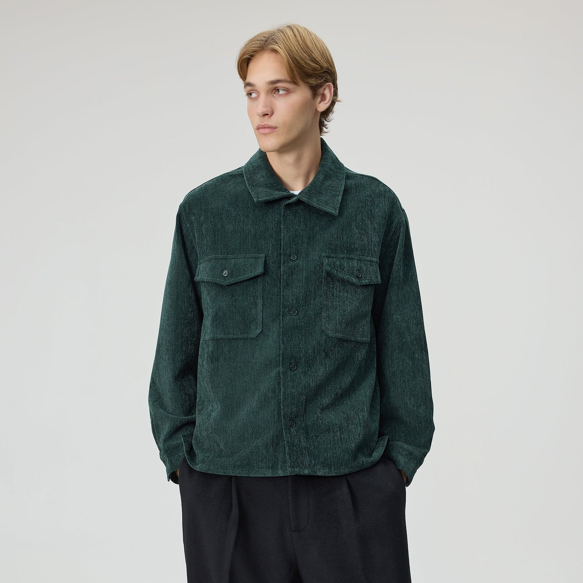 Kith Herringbone Velour Henson Buttondown - Stadium