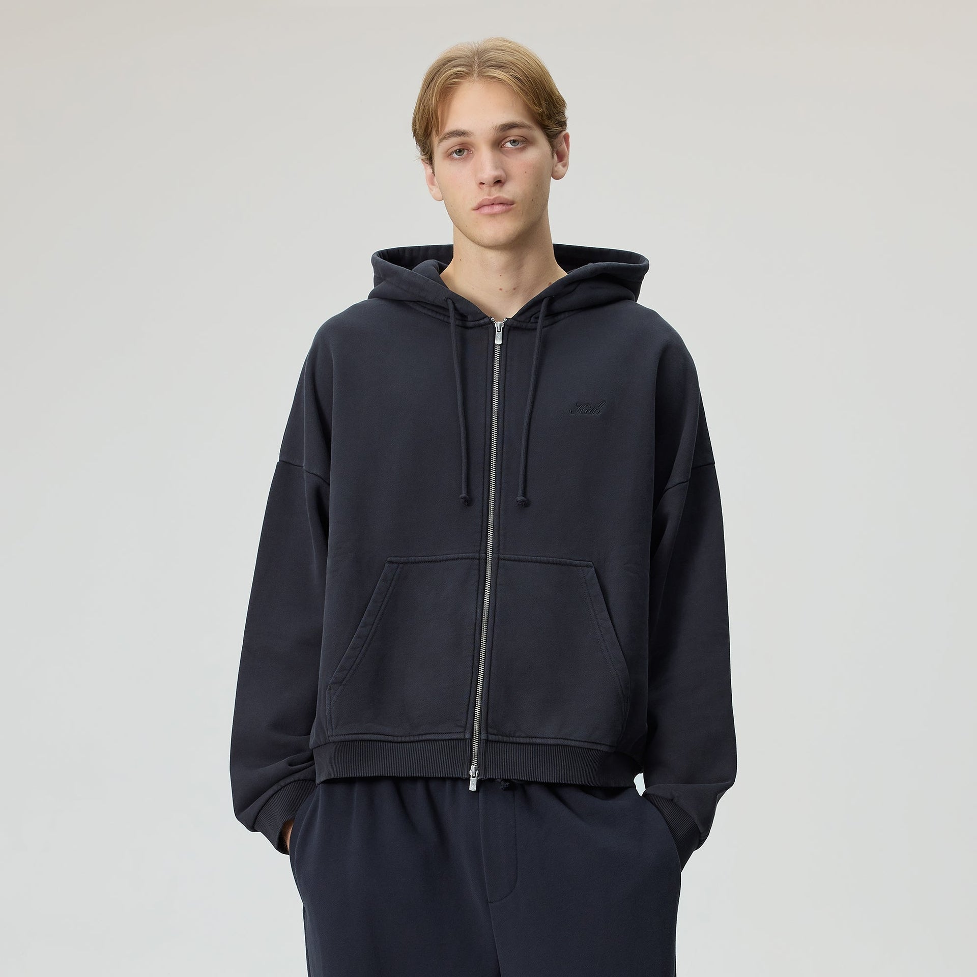 Kith Lofty Fleece Cropped Braxton Hoodie - Black