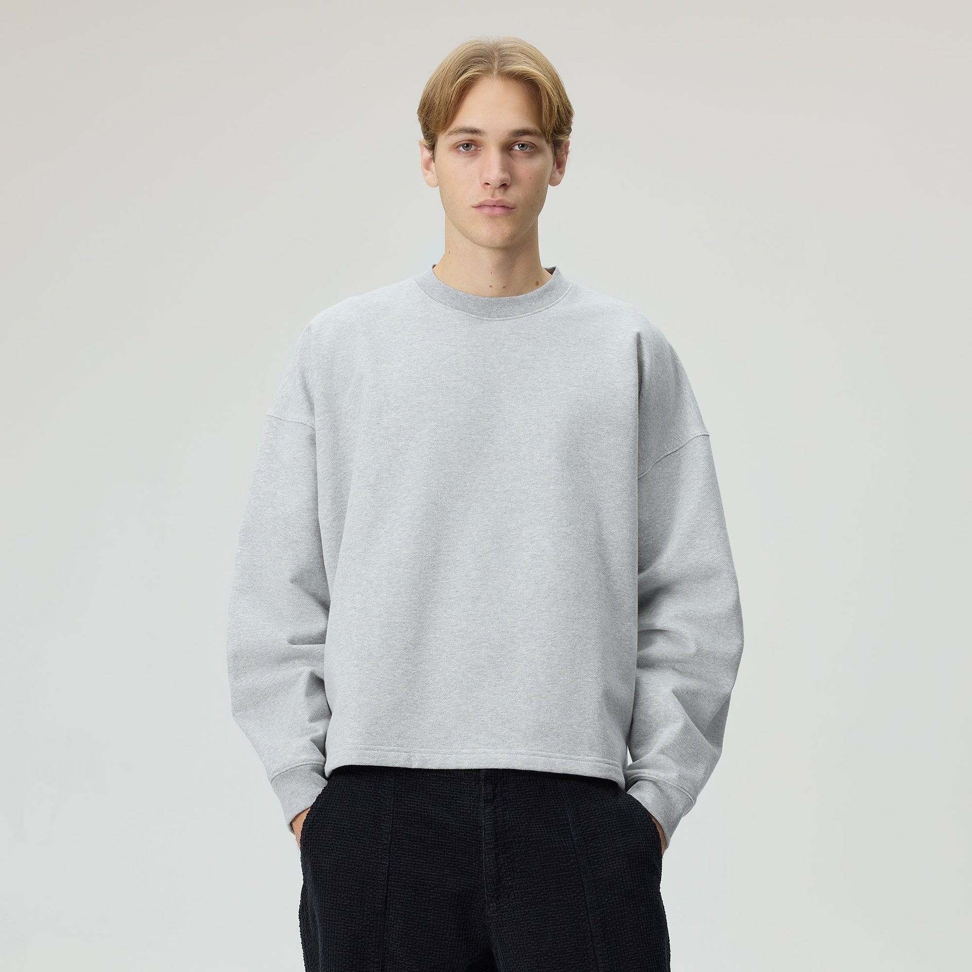 Kith Sueded French Terry Long Sleeve Lawson Tee - Mid Heather Grey
