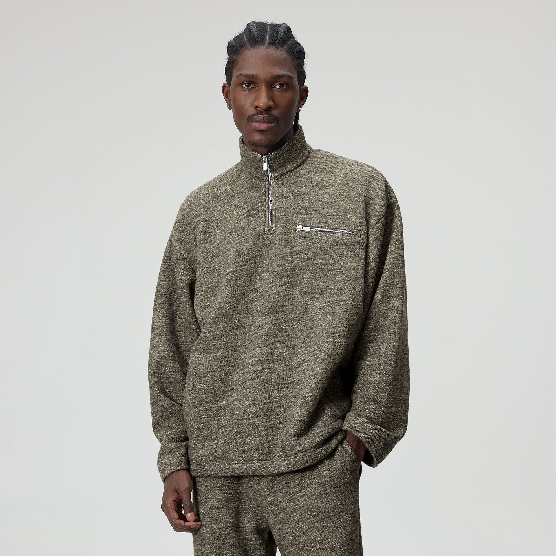 &Kin Gene Quarter Zip Pullover - Medium Heather Grey
