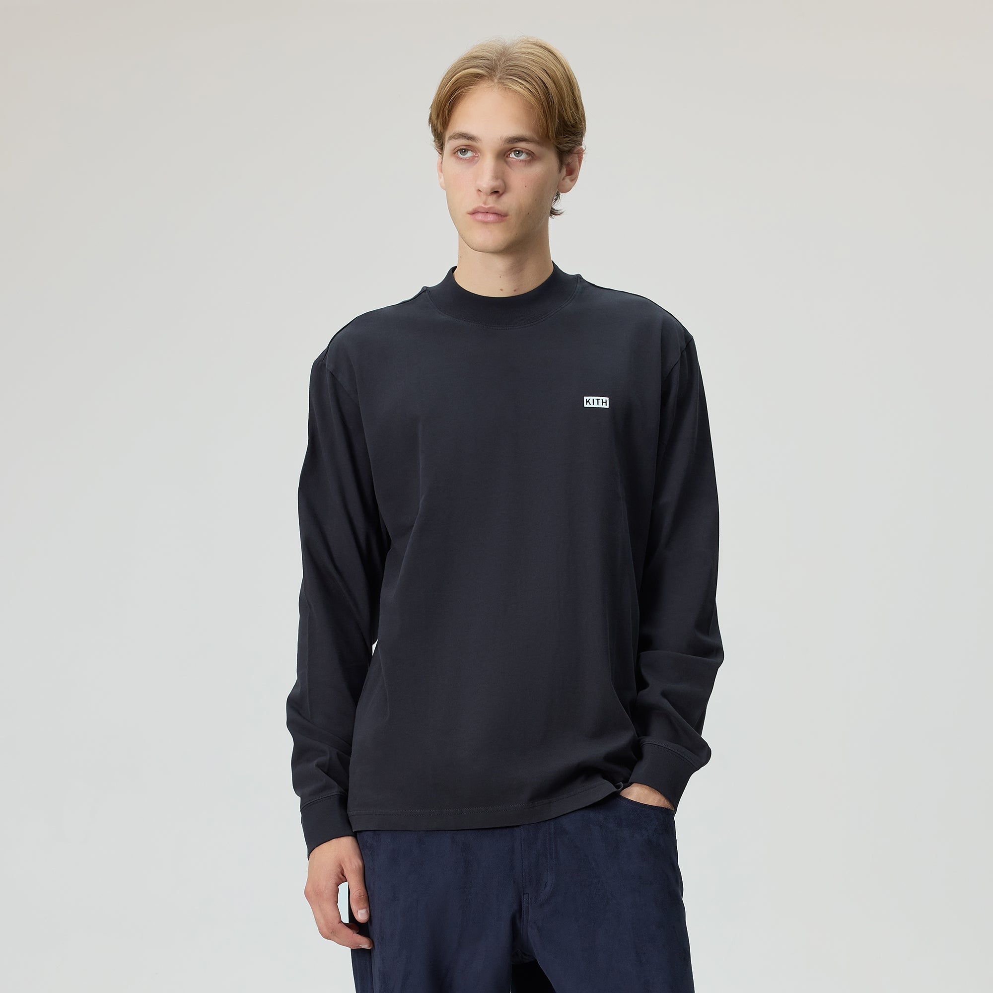 Kith Long Sleeve Mock Neck LAX Tee - Black – Kith UK