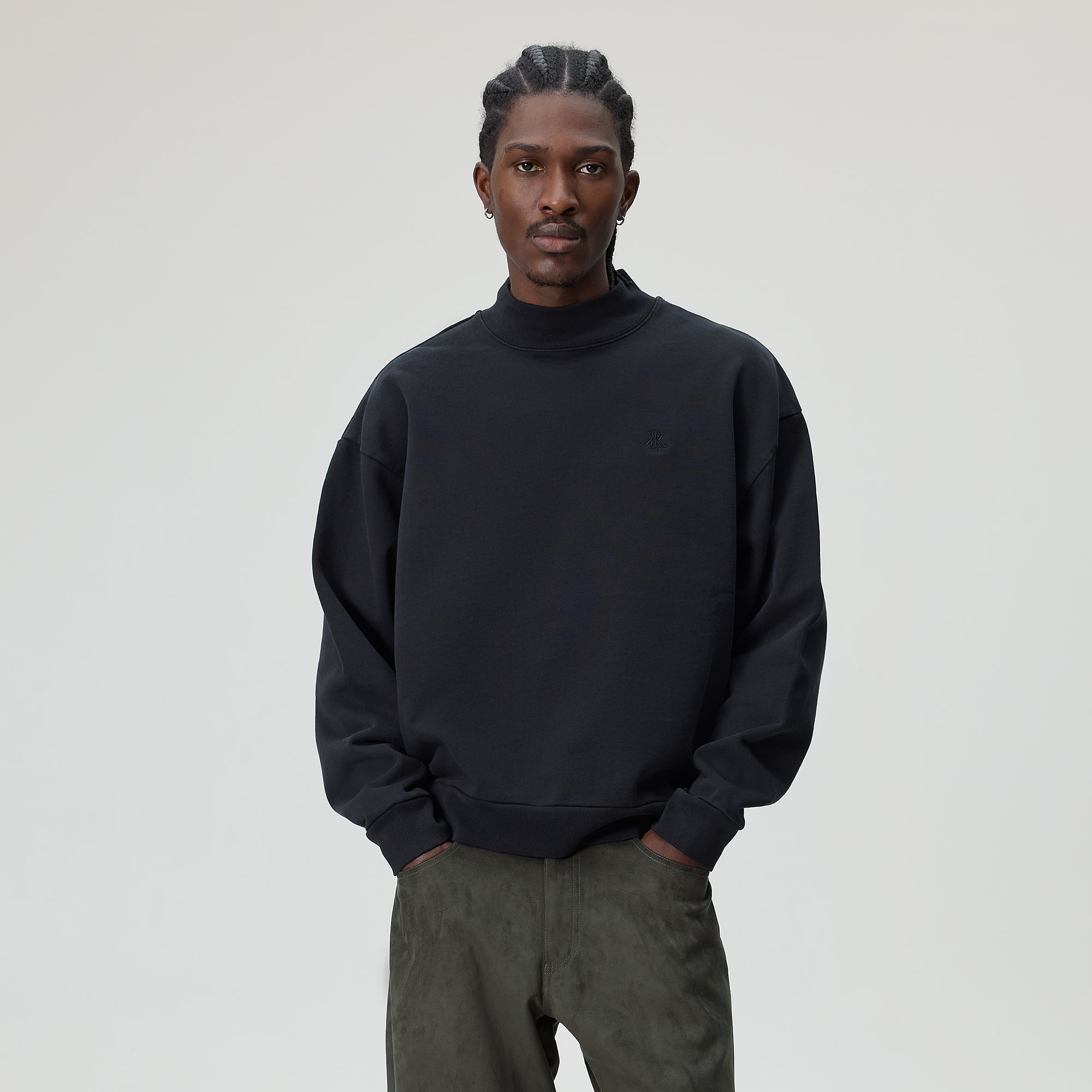 Kith Garment Dyed Fleece Mockneck Sweatshirt - Black – Kith UK