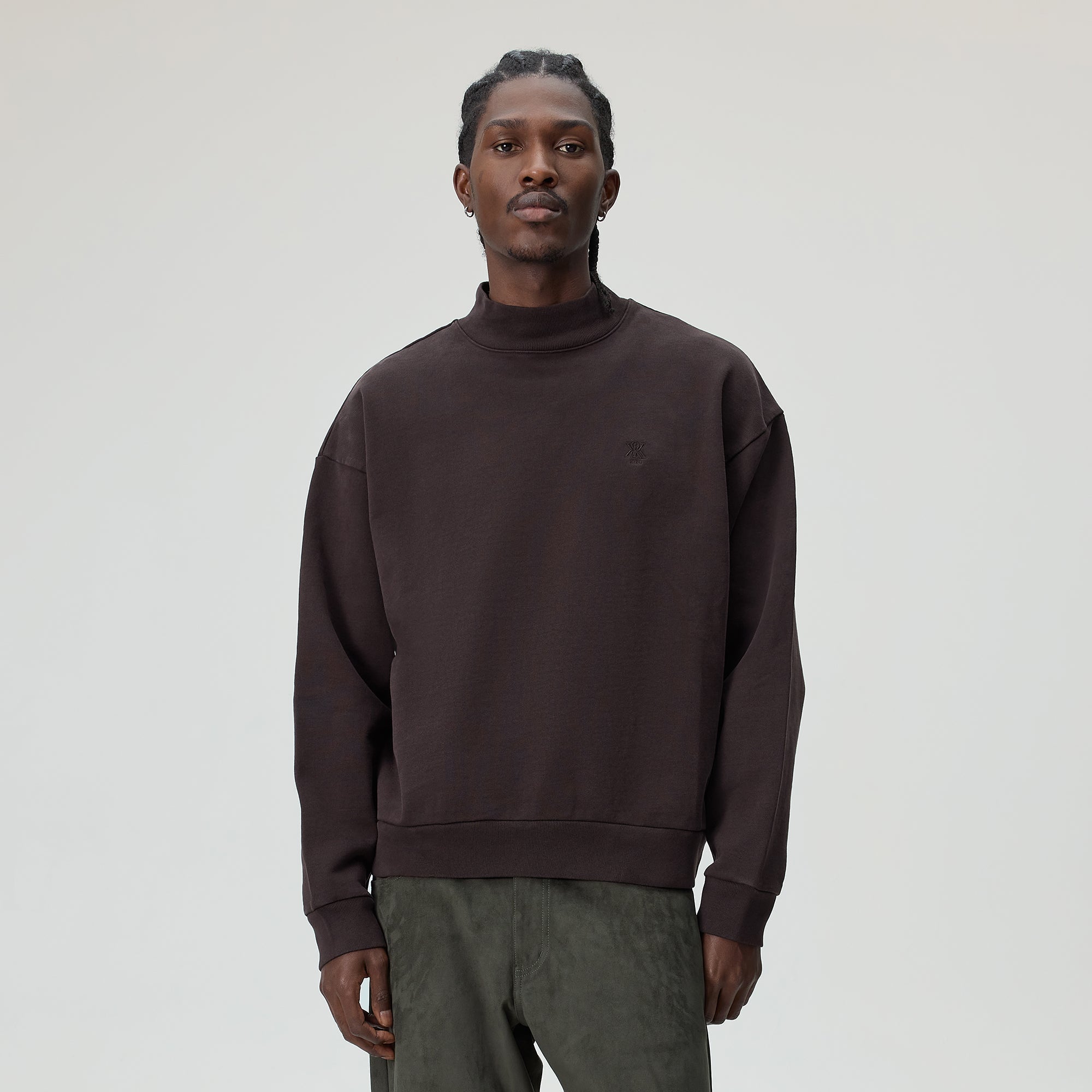 Kith Garment Dyed Fleece Mockneck Sweatshirt - Kindling – Kith UK