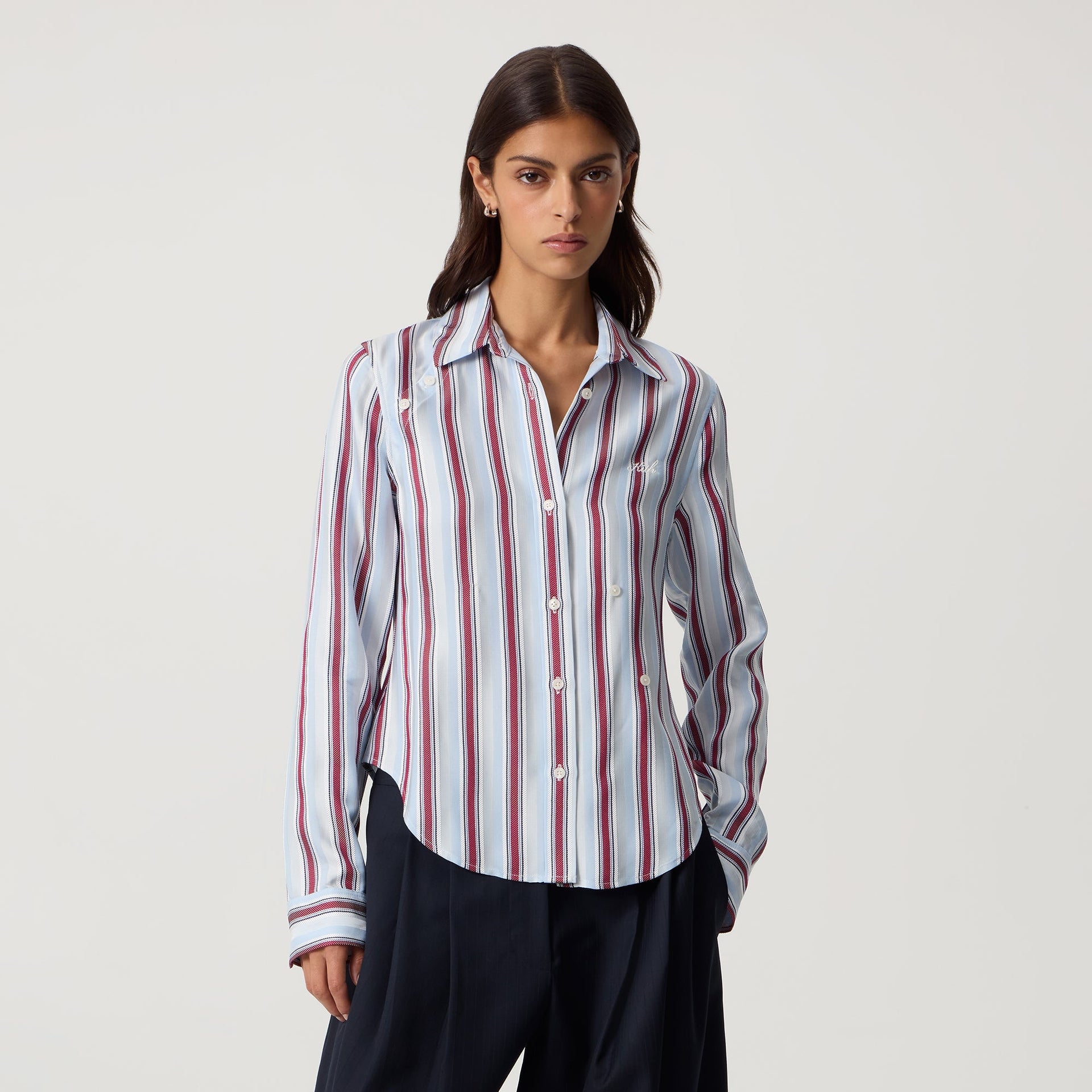 Kith Women Sidney Stripe Asymmetrical Shirt - Tin