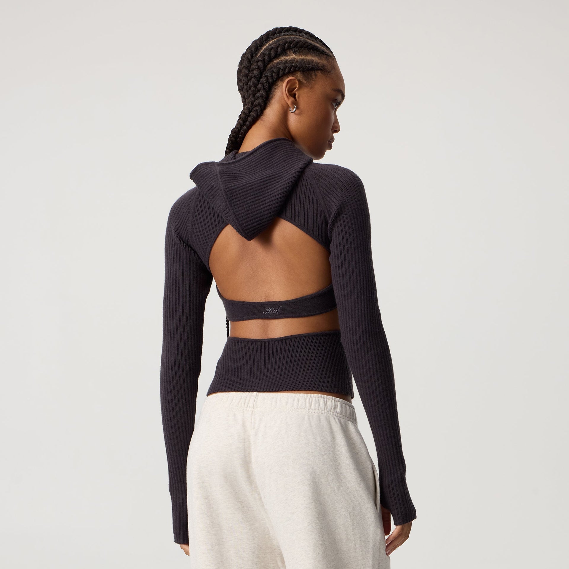Kith Women Mina Backless Sweater Hoodie - Hematite