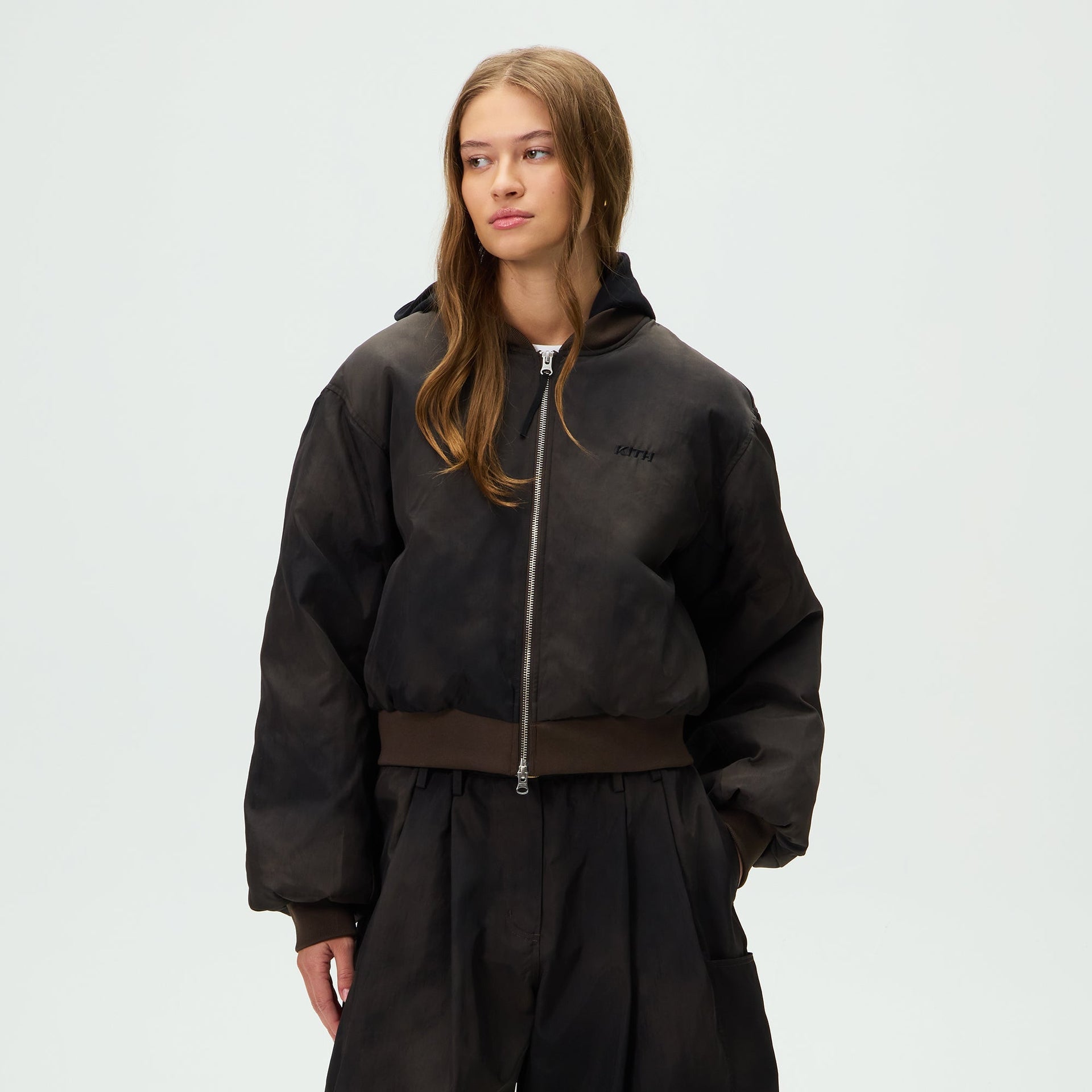 Kith Women Gorman II Washed Nylon Bomber Jacket - Black