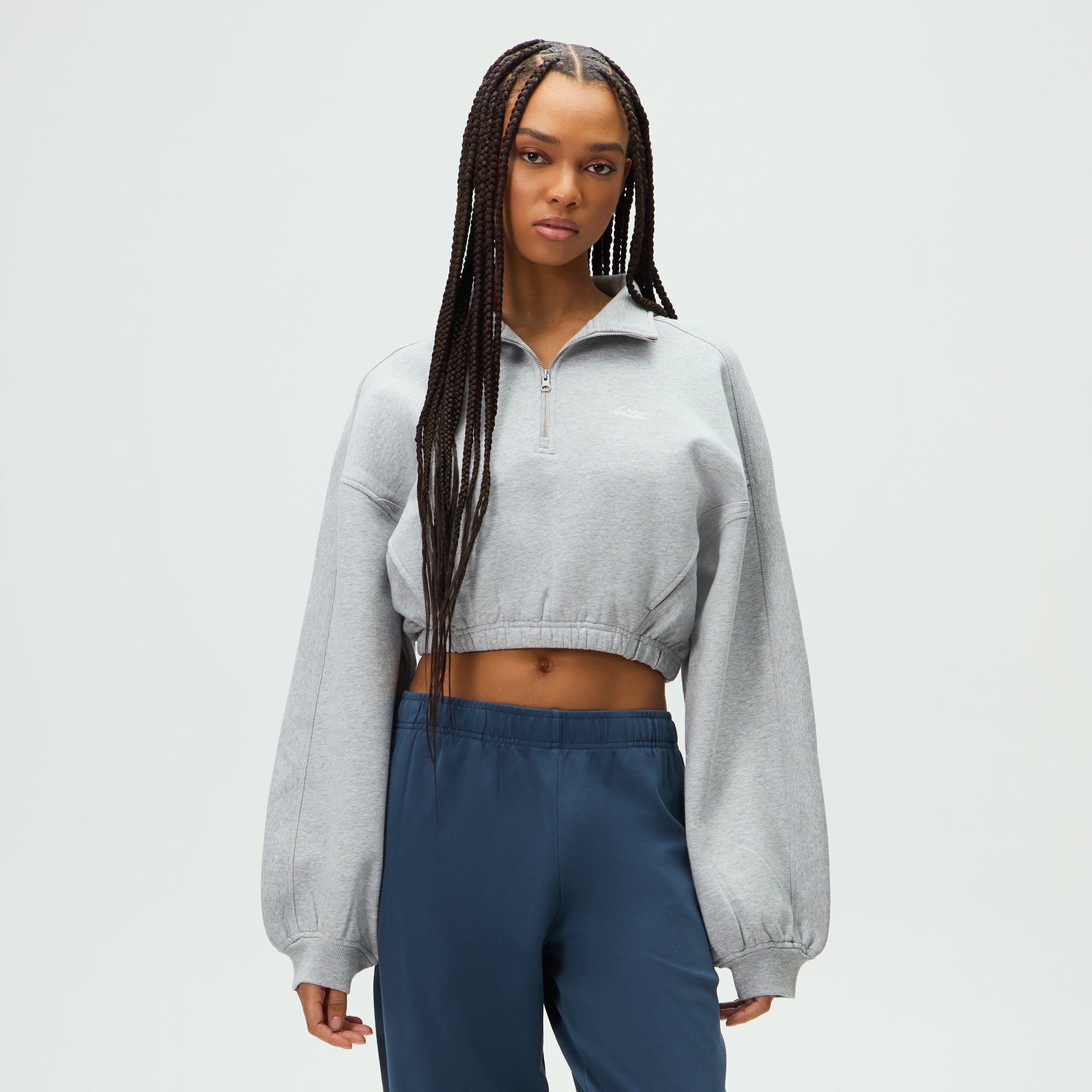 Kith Women Blair Quarter Zip - Cool Heather Grey – Kith UK