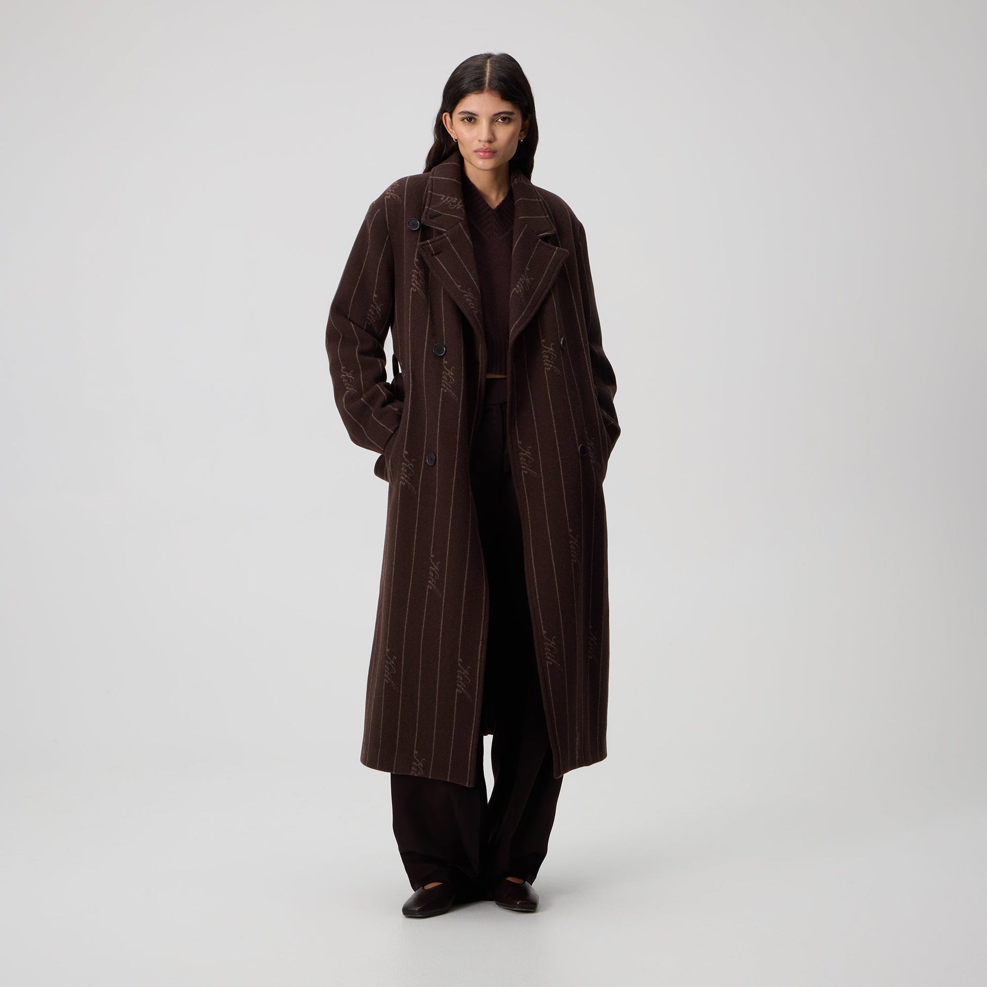 Kith Women Maeva Melton Stripe Scarf Coat - Incognito