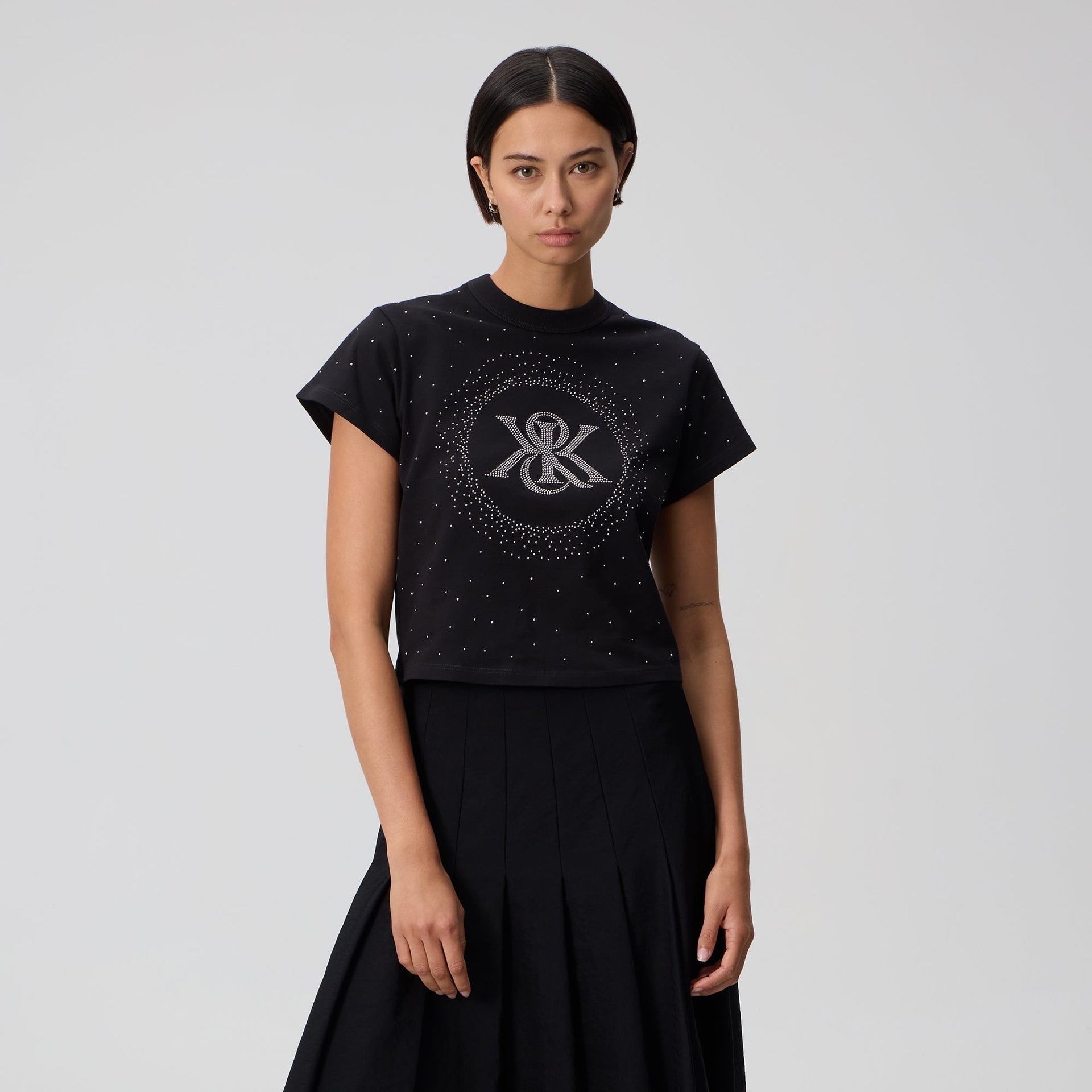 Kith Women Mulberry Vintage Studded Crest Tee - Black