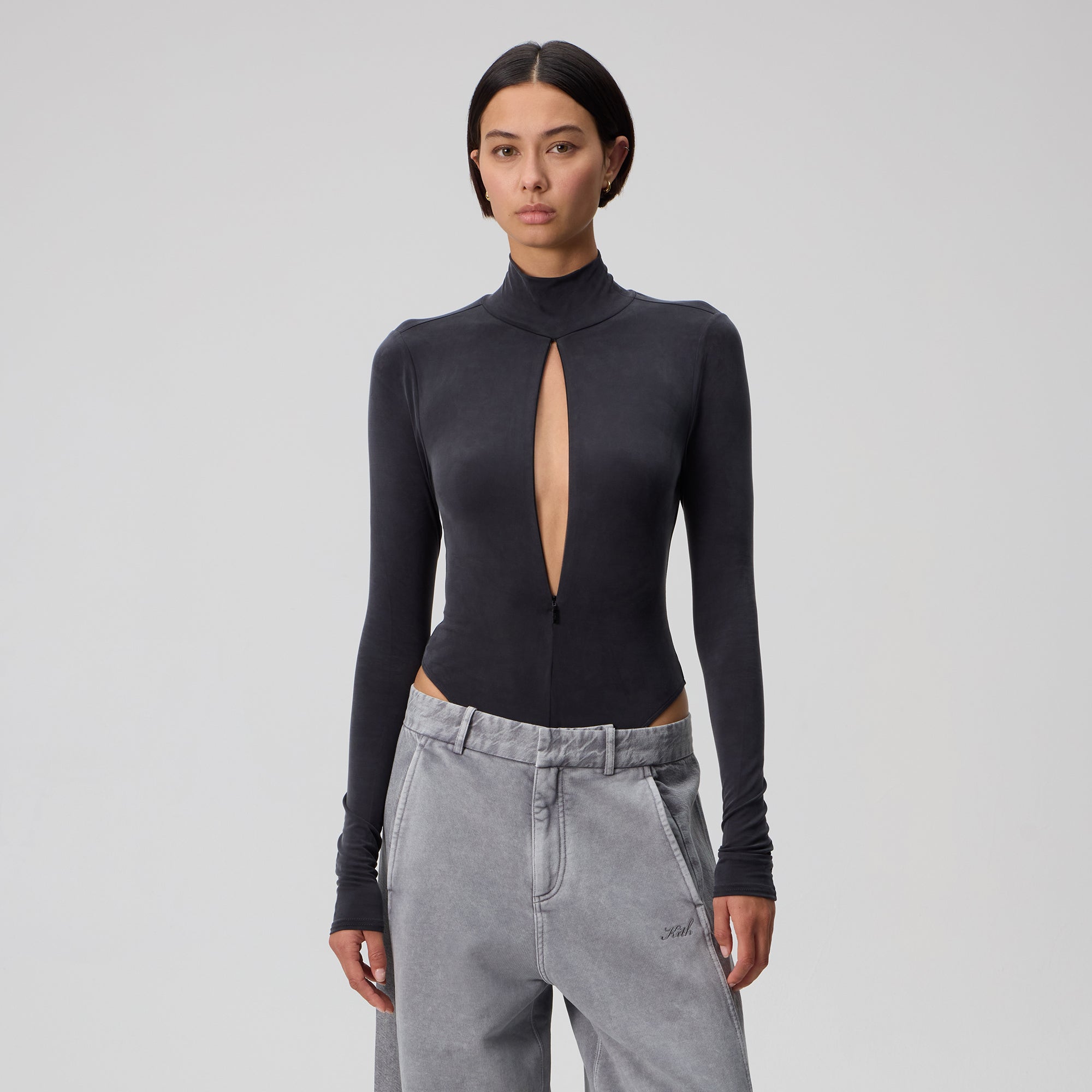 Kith Women Alexis Zip Front Bodysuit - Black – Kith UK
