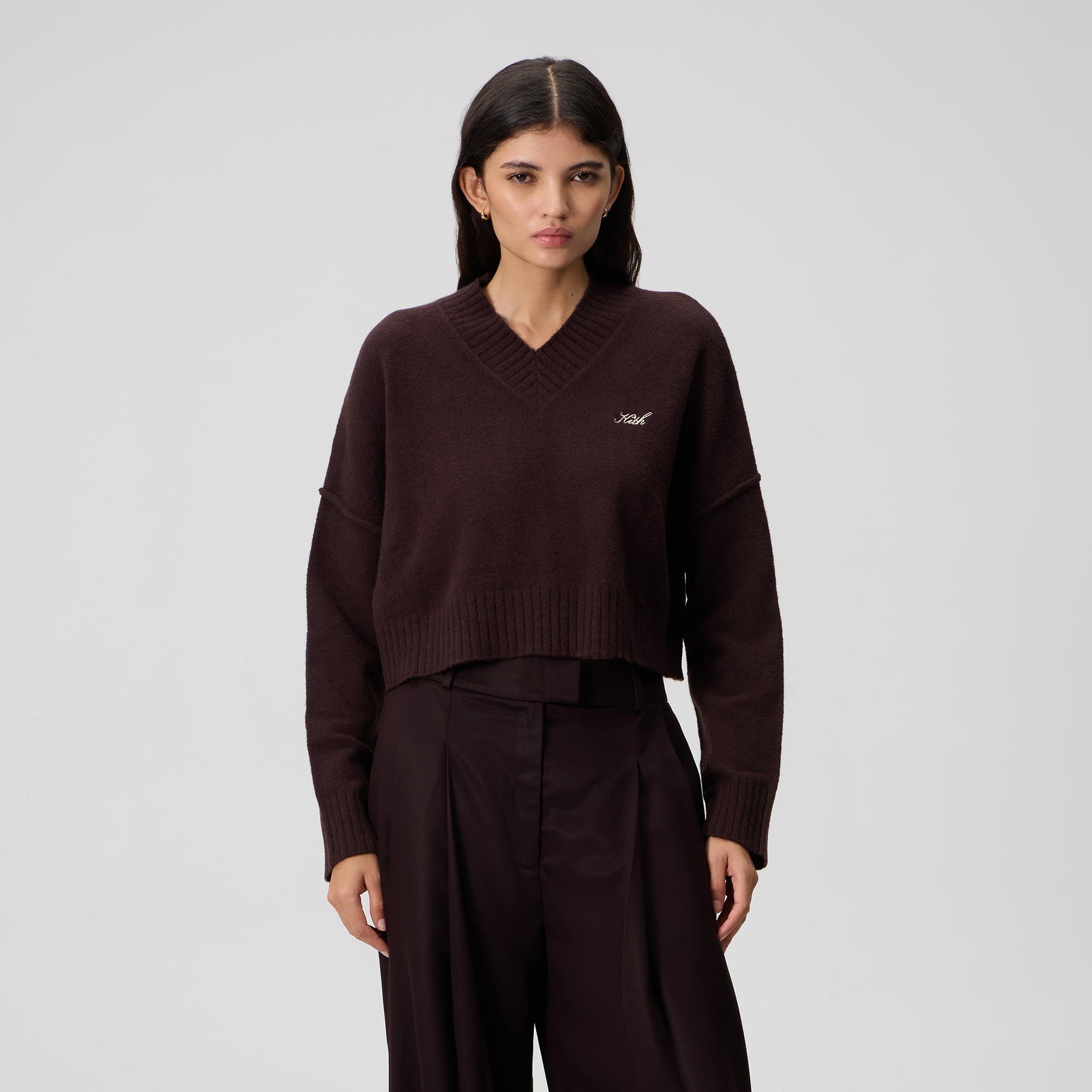 Kith Women Anja Cropped V-Neck Sweater - Incognito