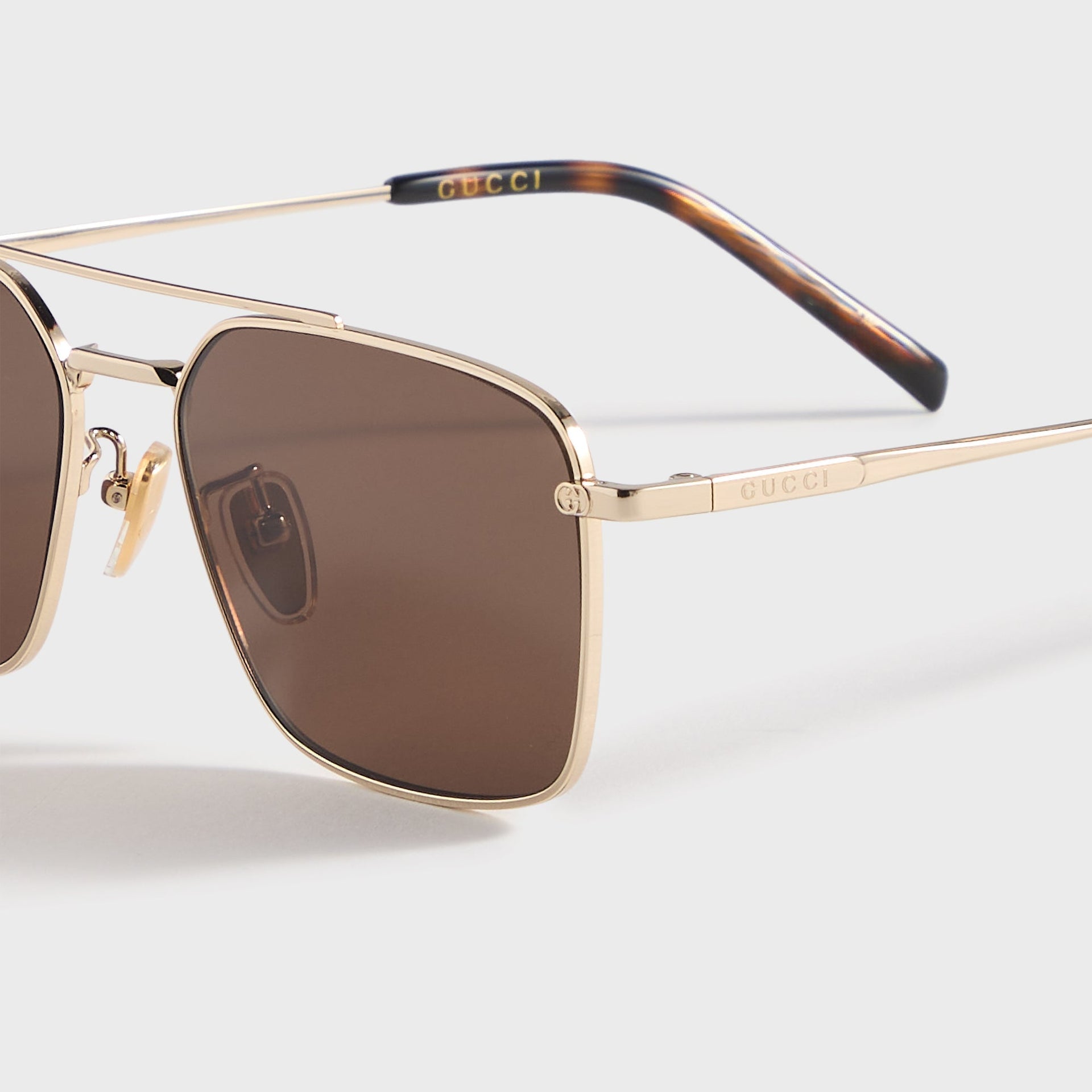 Gucci GG Rectangular Sunglasses - Gold / Brown
