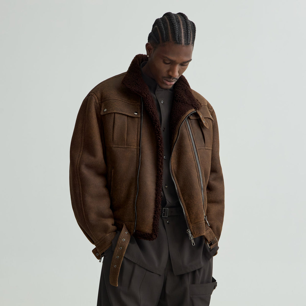 Giorgio Armani & Kith Shearling Belted Jacket - Demitasse