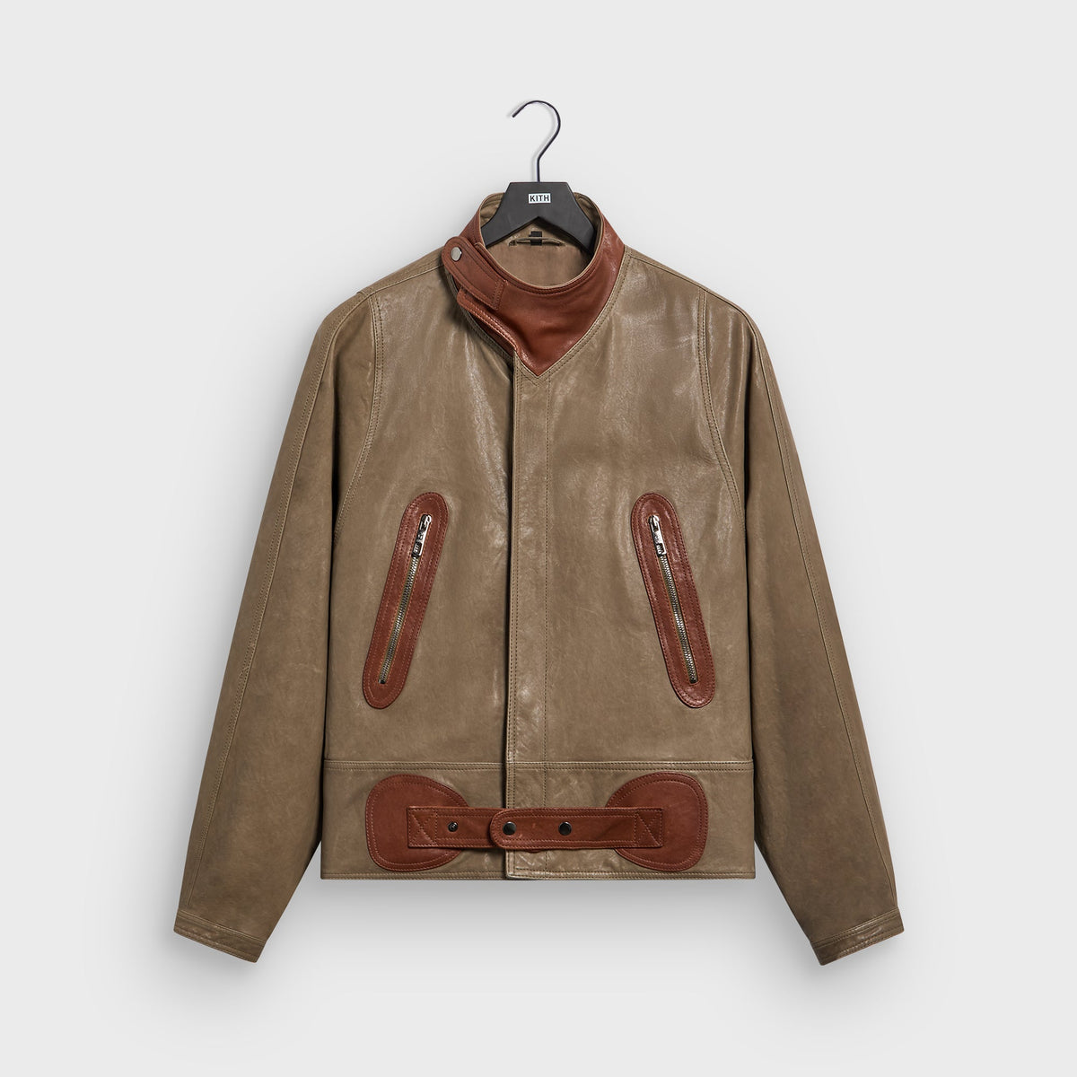 Giorgio Armani & Kith Lamb Leather Aviator Jacket - Sea Turtle