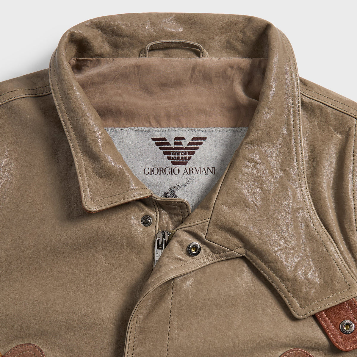 Giorgio Armani & Kith Lamb Leather Aviator Jacket - Sea Turtle