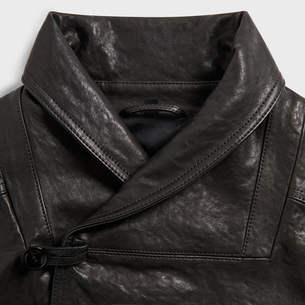 Giorgio Armani & Kith Lamb Leather High Neck Flight Jacket - Black Beauty - PH