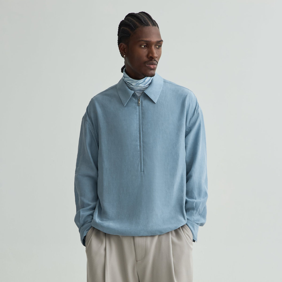 Giorgio Armani & Kith Quarter-Zip Shirt - Flint Stone