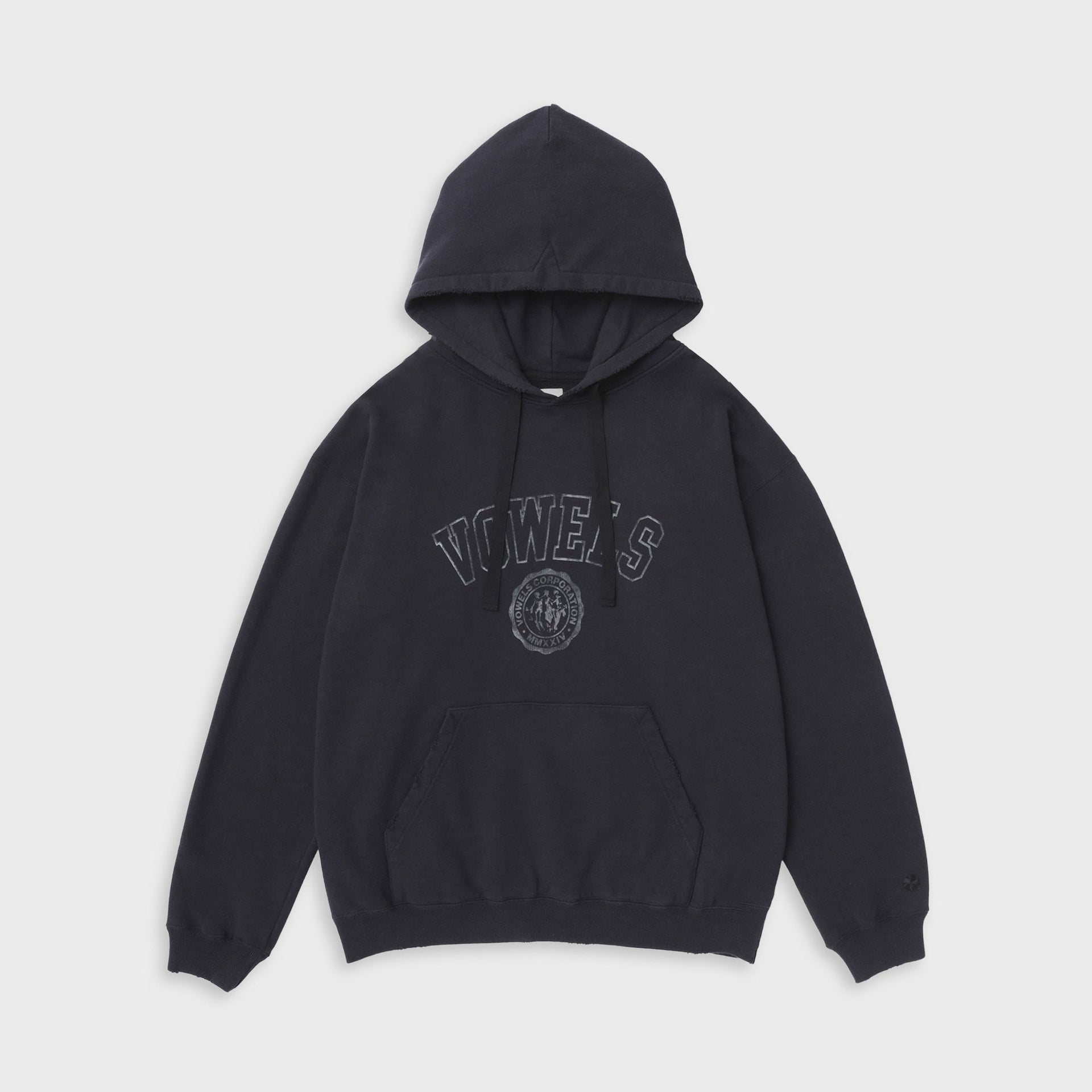 vowels Faded Collegiate Hoodie - Black