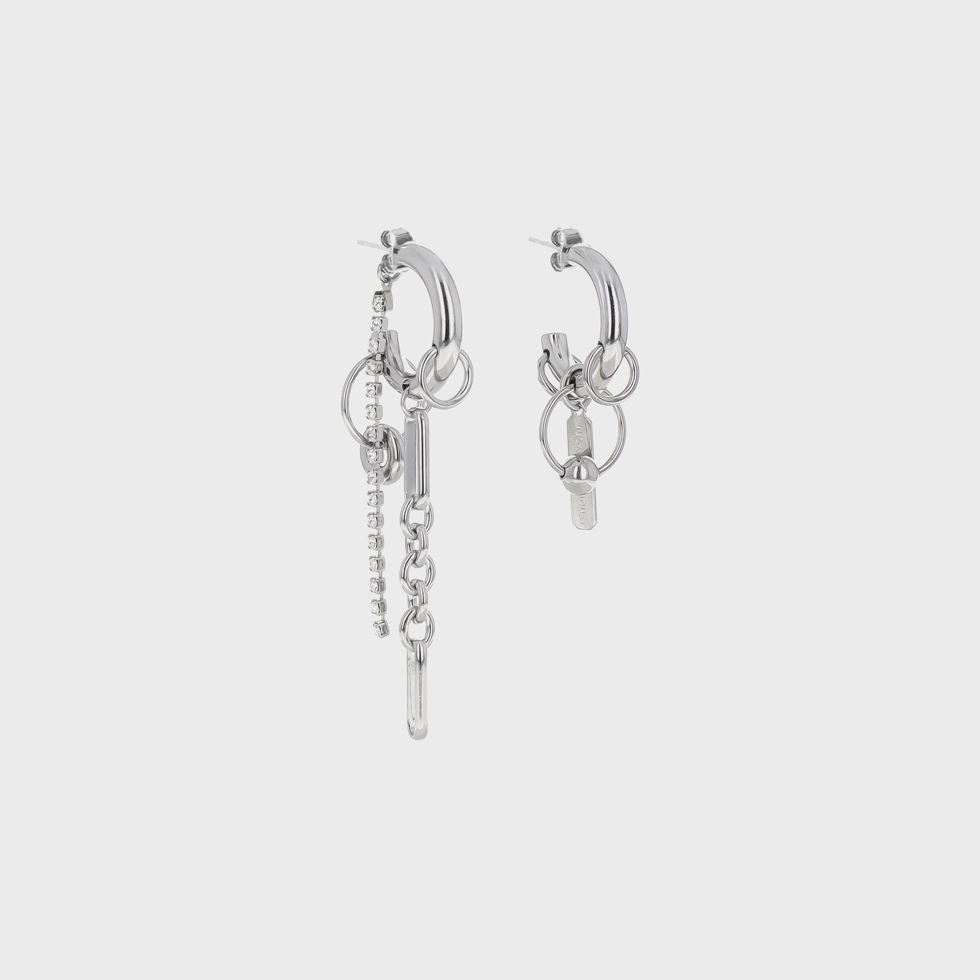 Justine Clenquet Iris Crystal Earrings in Palladium