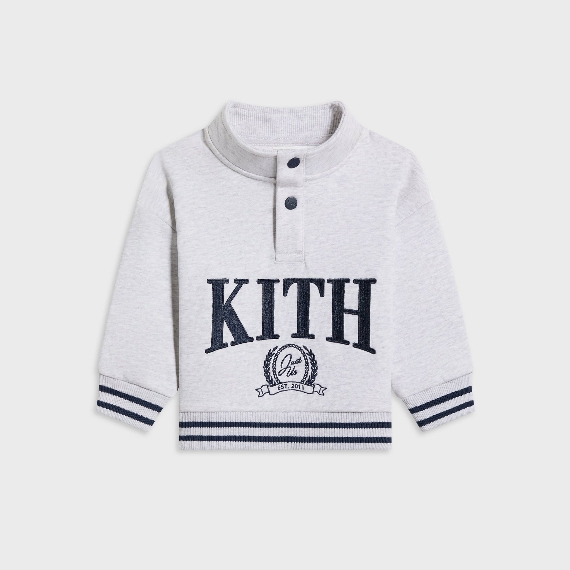 Kith Baby Collegiate Snap Hunter Crewneck - Light Heather Grey - PH