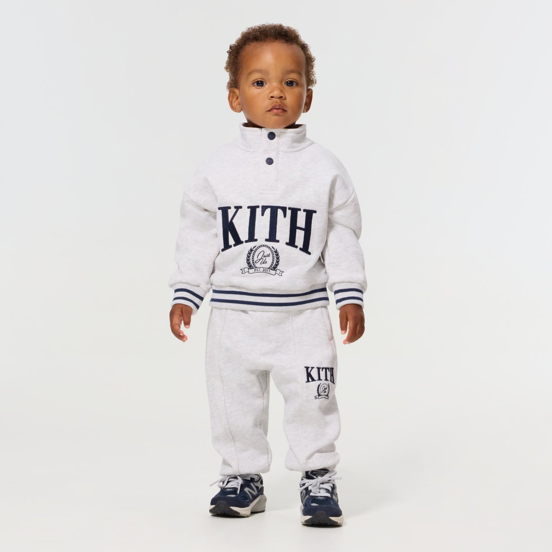 Kith Baby Collegiate Snap Hunter Crewneck - Light Heather Grey - PH