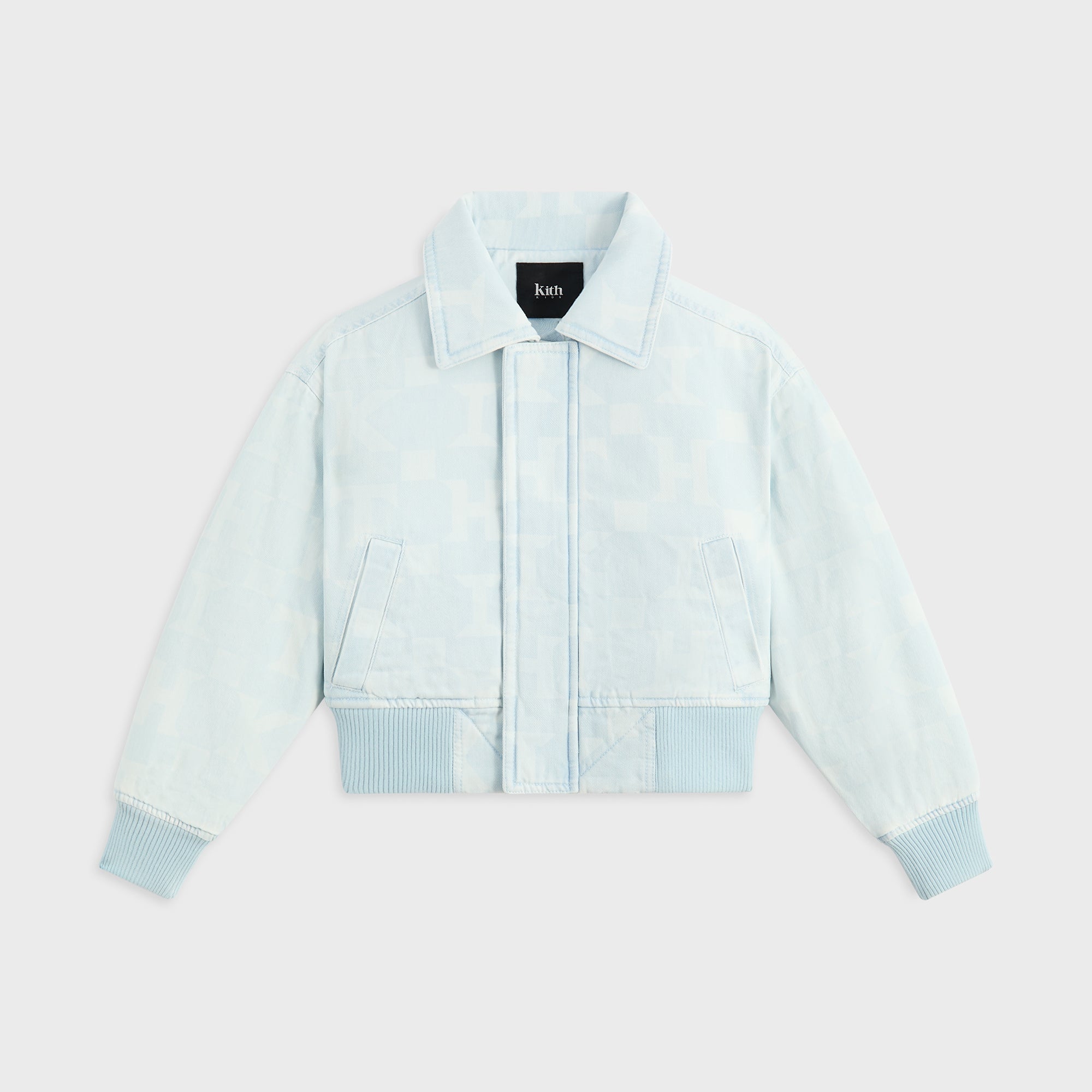 Kith Kids Monogram Denim Bomber Jacket - Opal Light Wash – Kith UK