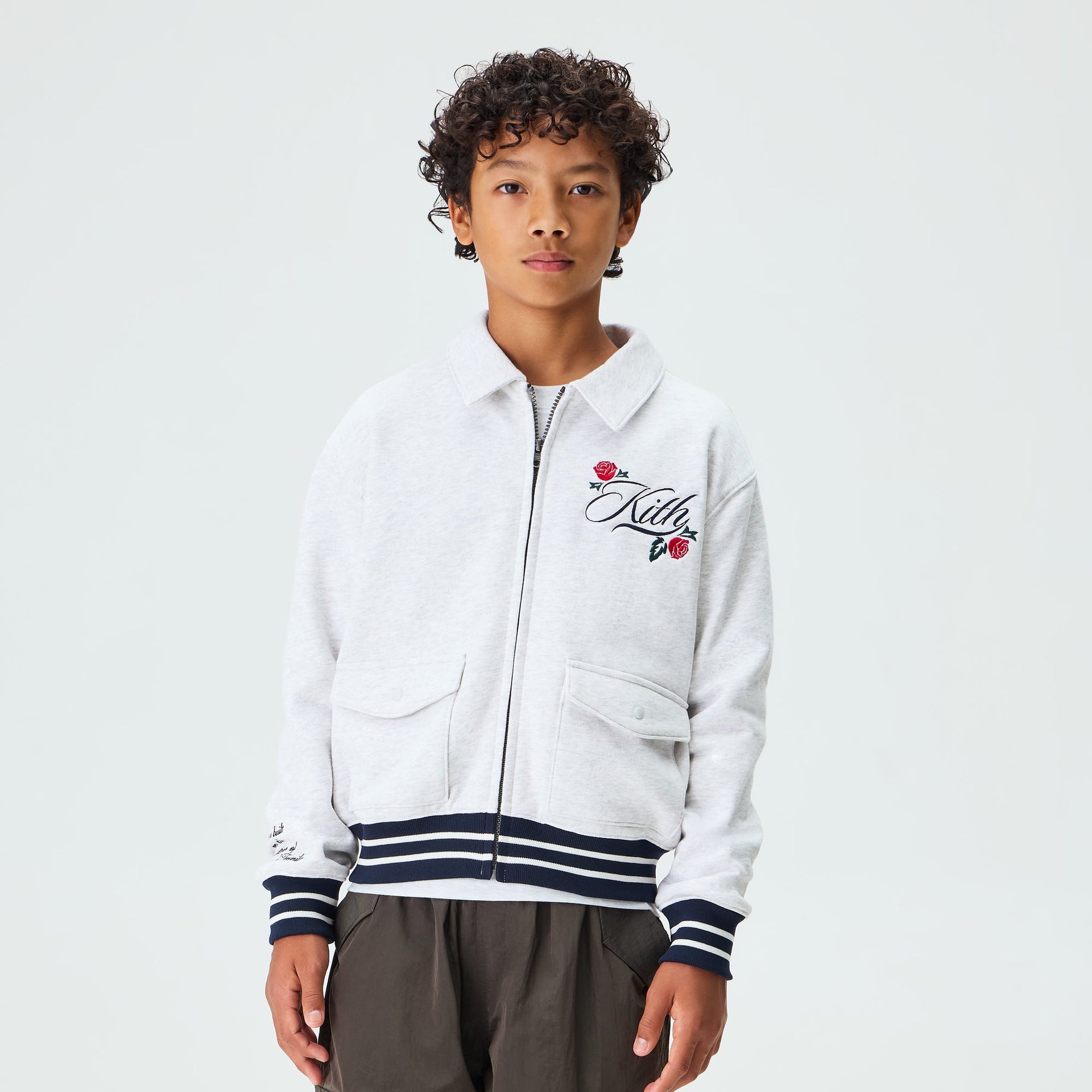 Kith Kids Wyona Fleece Bomber Jacket - Light Heather Grey