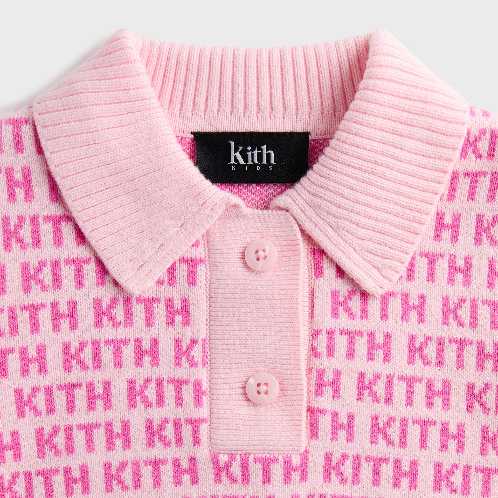 Kith Kids Cropped Monogram Jacquard Teagan Polo - Bubble