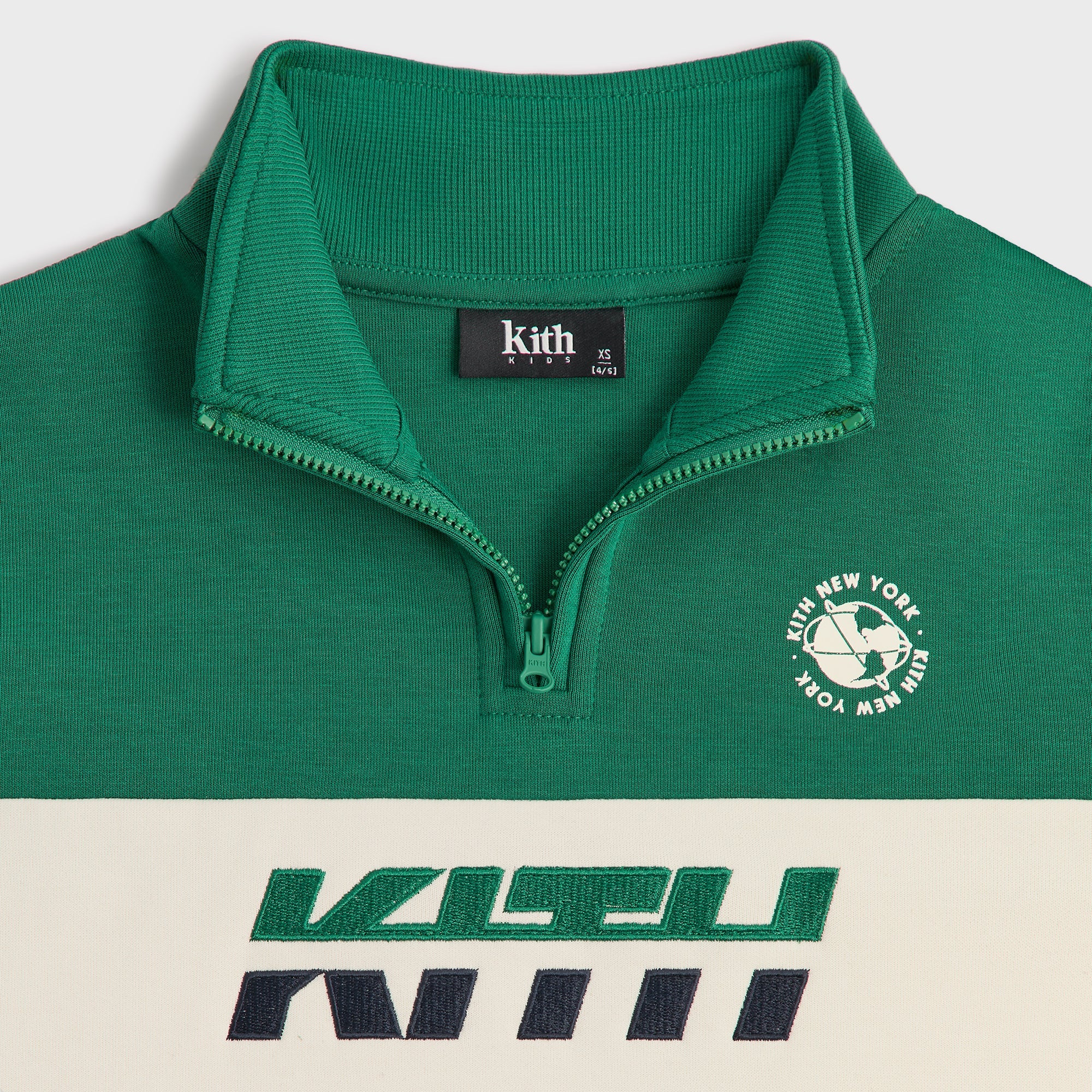 Kith Kids Logo Blocked Hunter Quarter Zip - Newt – Kith UK