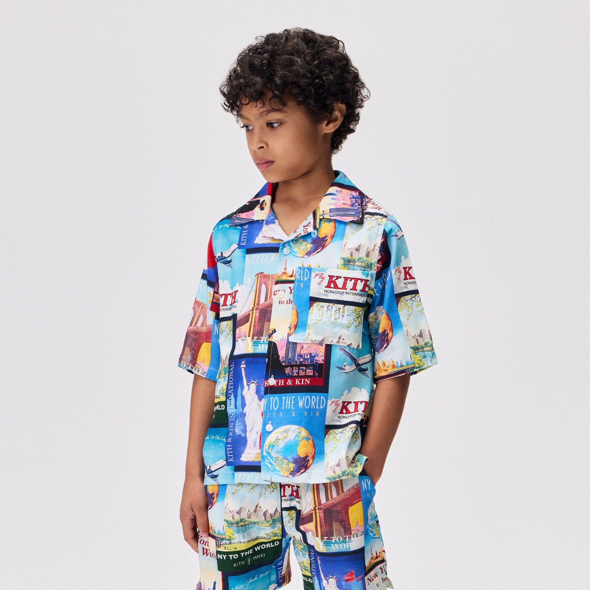Kith Kids World Travel Printed Thompson Camp Shirt - Nocturnal