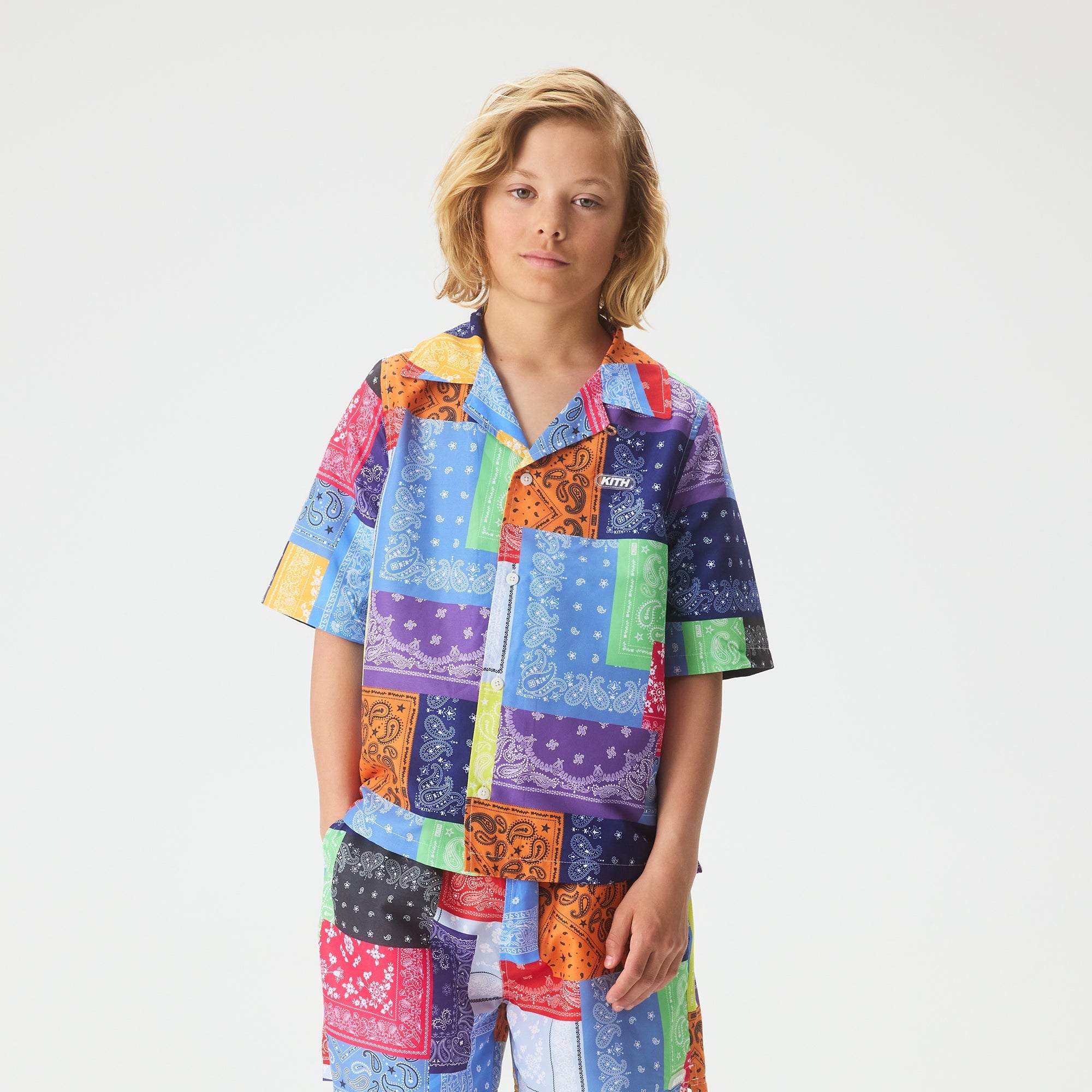 Kith Kids Bandana Splice Thompson Camp Swim Shirt - Lucky – Kith UK