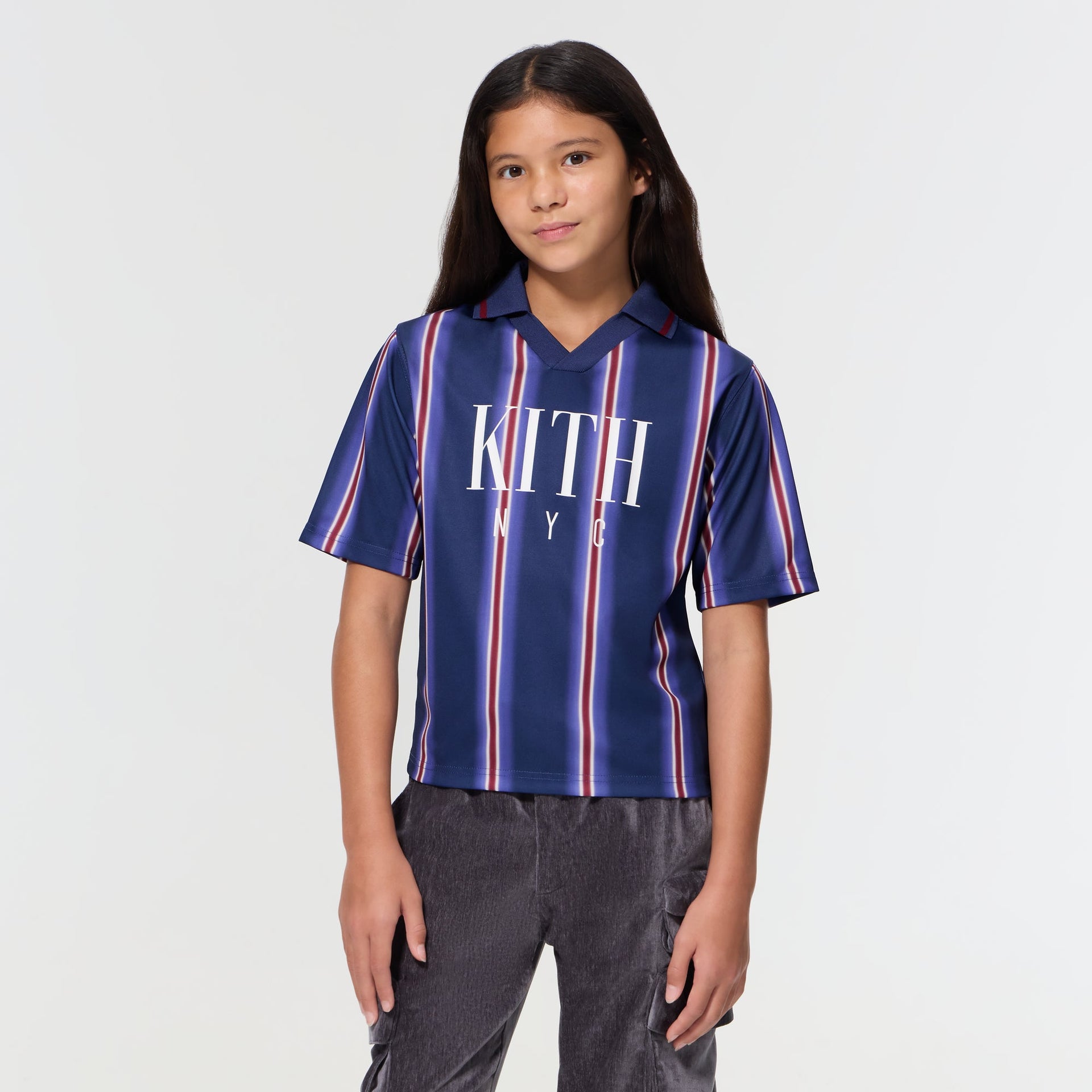 Kith Kids Blurred Stripe Soccer Jersey - Cyanotype