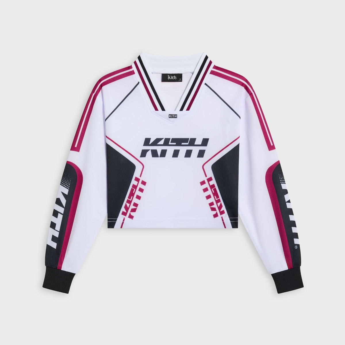 Kith Kids Moto Mesh Cropped Long Sleeve Mika Tee - White - PH