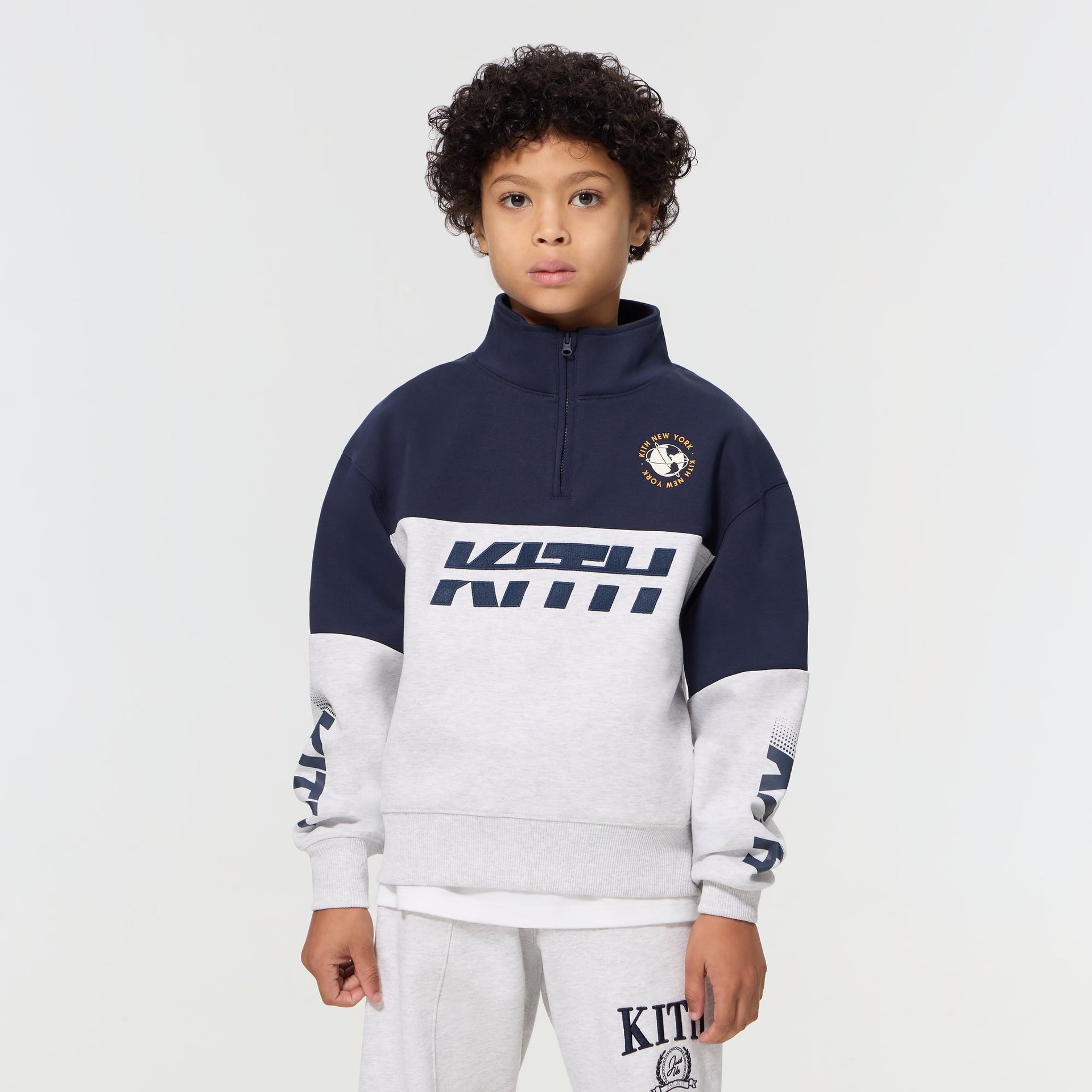 Kith Kids Logo Blocked Hunter Quarter Zip - Nocturnal - PH