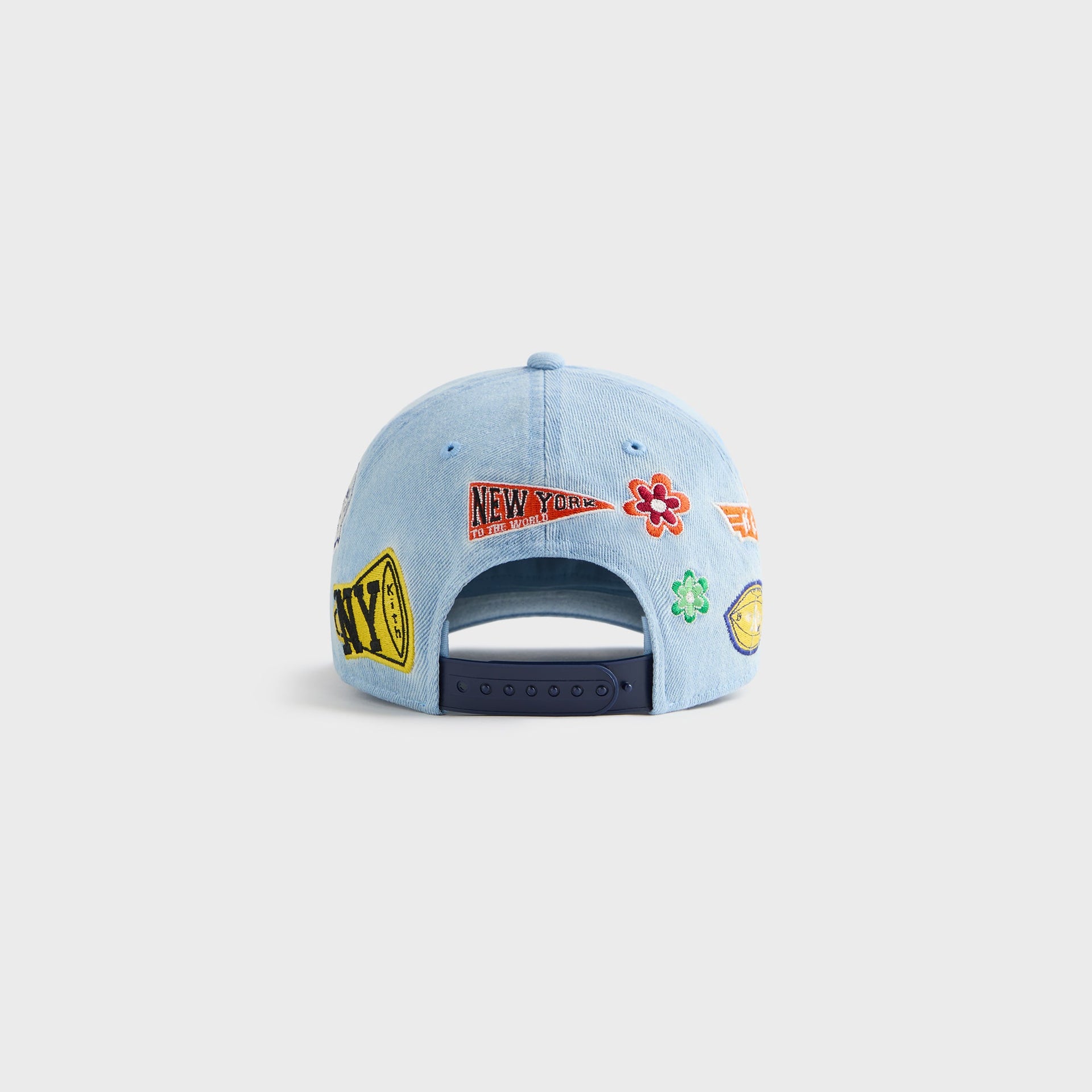 Kith Kids NY to the World Denim Pinch Crown Cap - Light Indigo