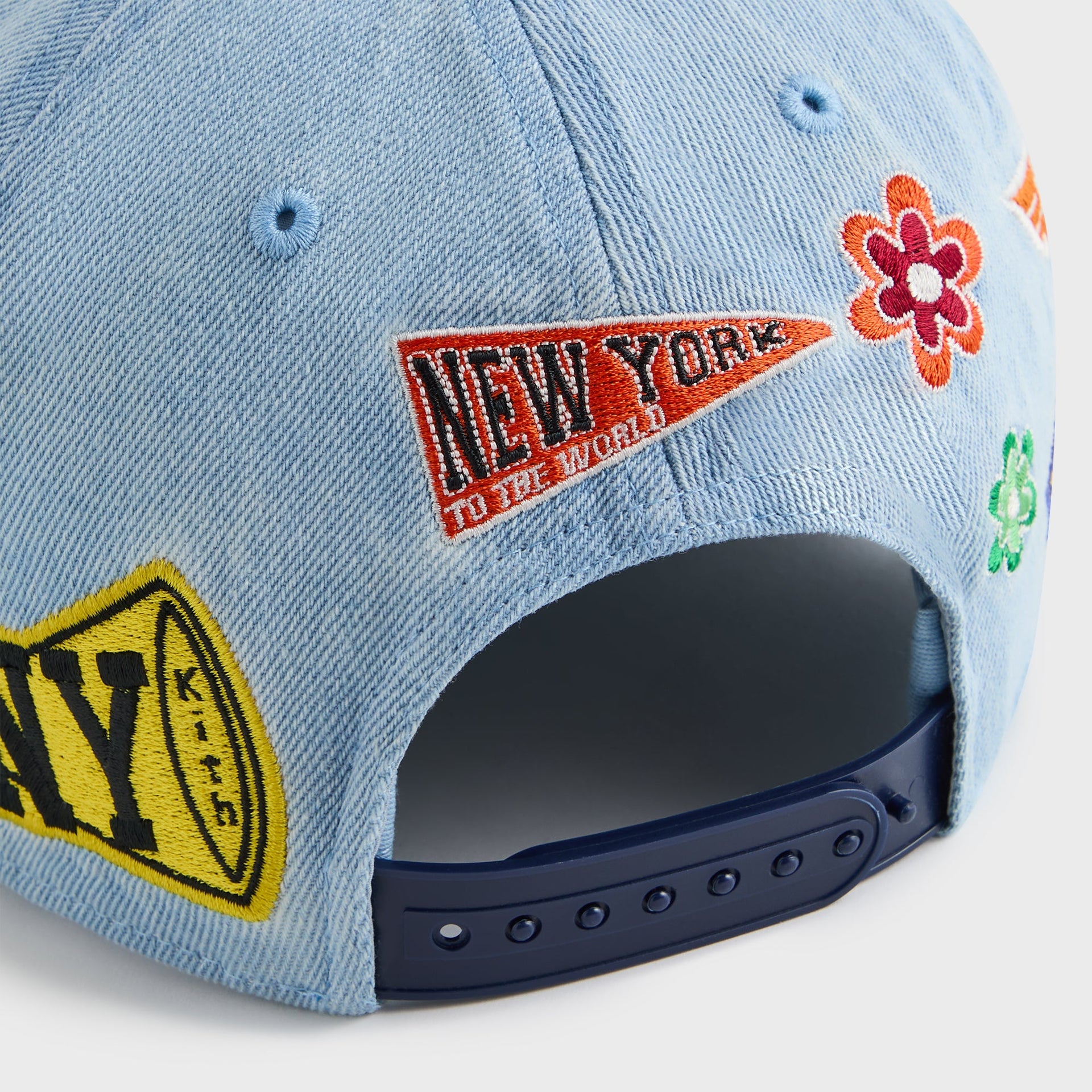 Kith Kids NY to the World Denim Pinch Crown Cap - Light Indigo