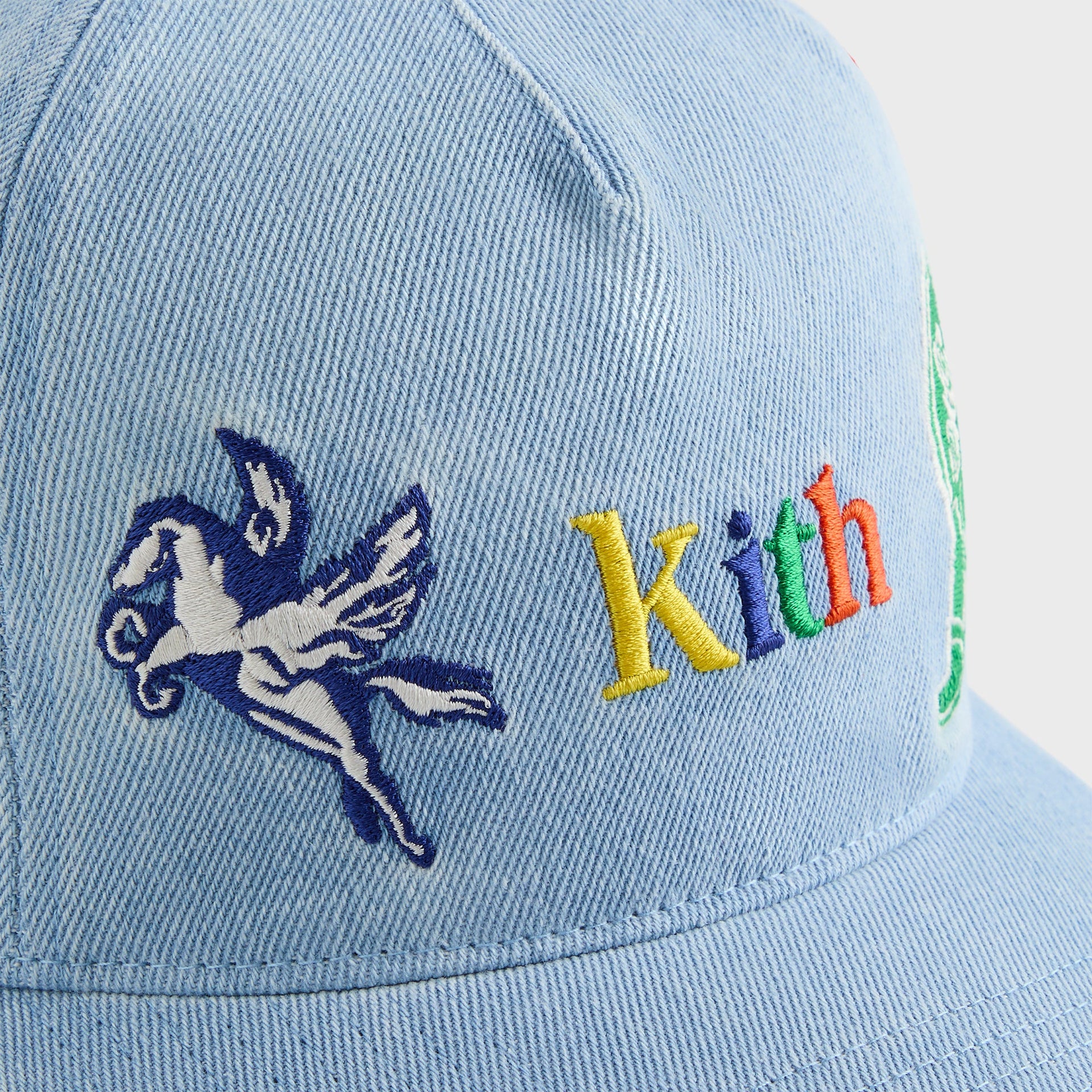 Kith Kids NY to the World Denim Pinch Crown Cap - Light Indigo