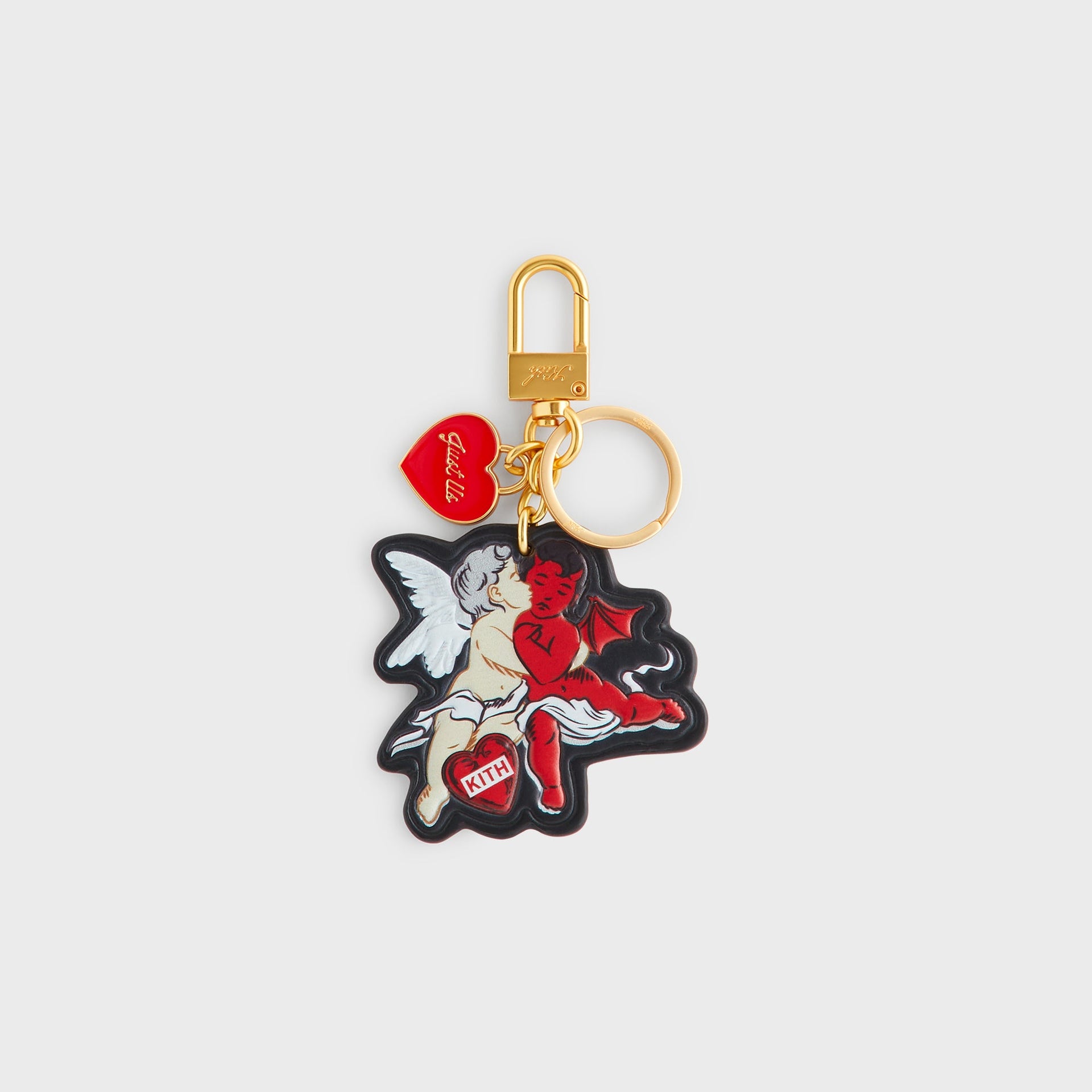 Kith Cupid And Devil Printed Leather Key Charm - Black